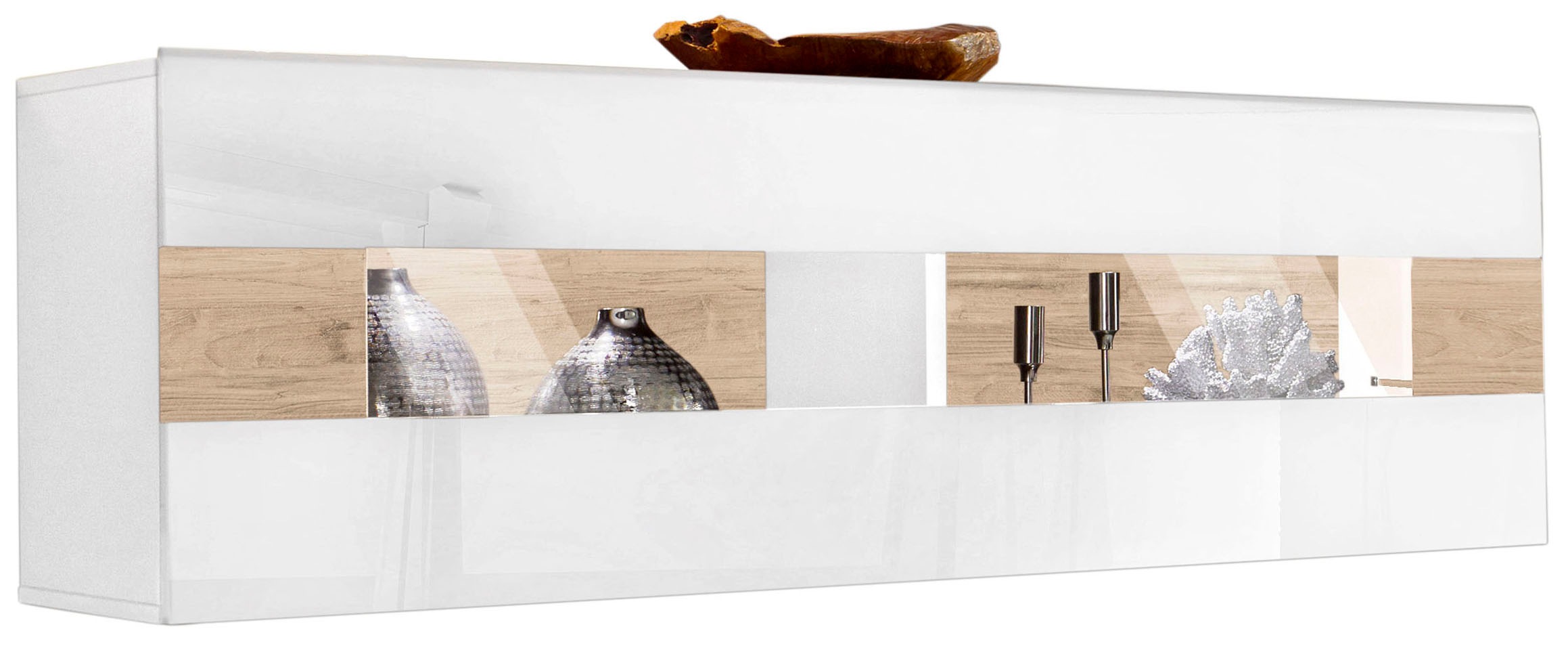 OTTO home Hängevitrine "Toledo,Breite 131 cm trendige Glasvitrine mit dekorative MDF-Front" Vitrine mit Glasfront, ohne Beleuchtung, viel Stauraum