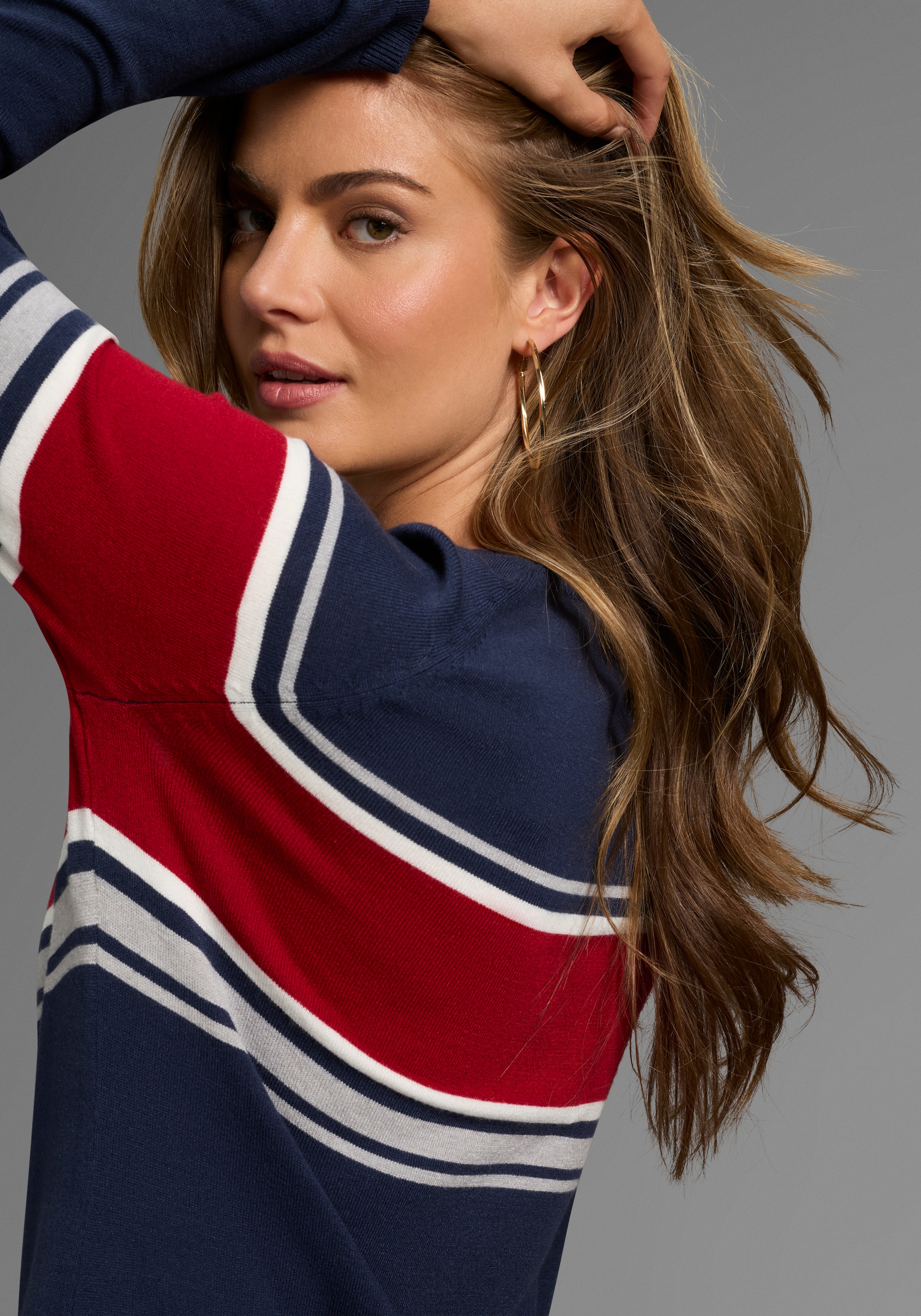 Laura Scott Strickkleid Ohne Taschen in figurnaher Form mit Zierstreifen