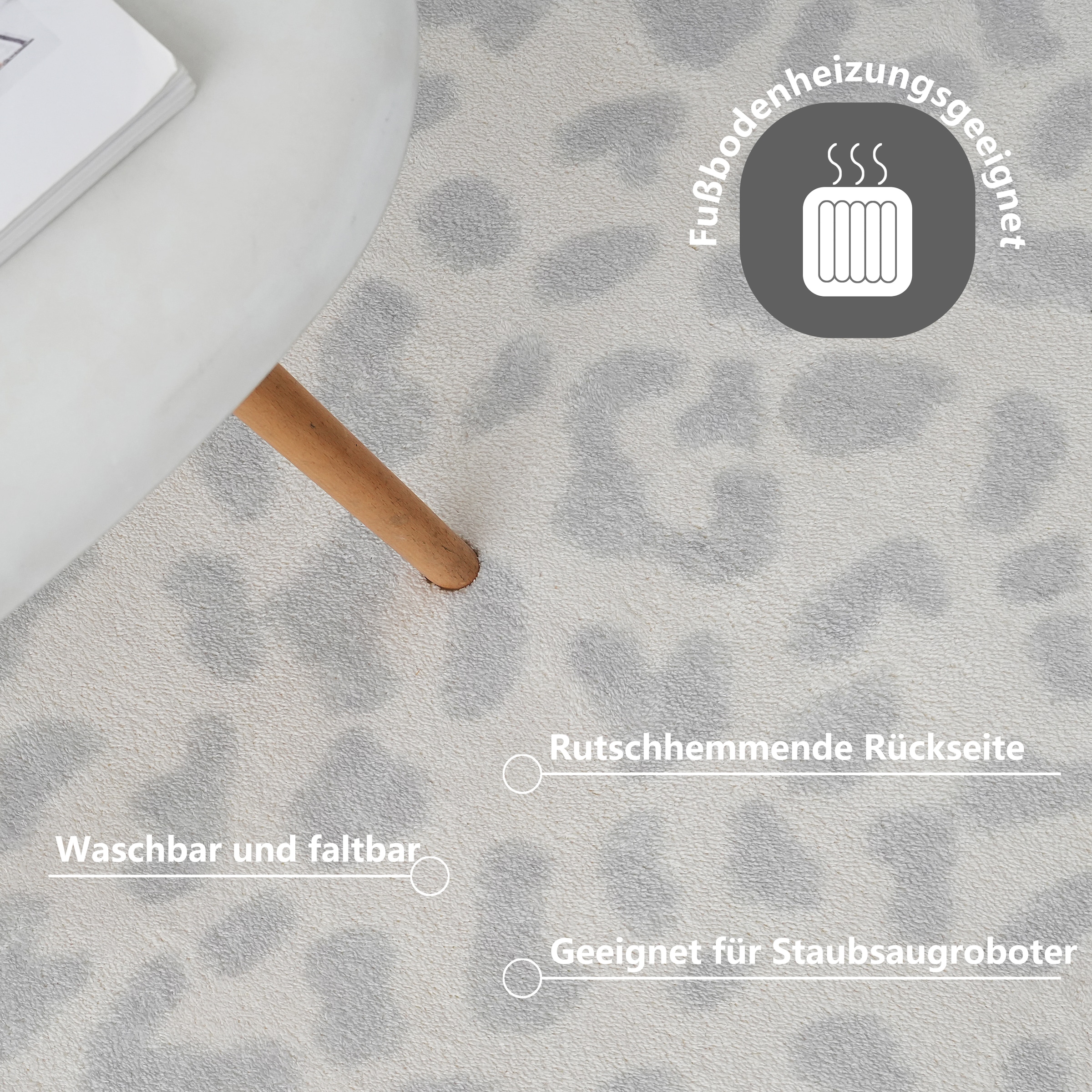 GOODproduct Teppich »Leo, mit trendigem Leopardenmuster, waschbar« rechteckig 12 mm Höhe kuschelig & weich, modern, Animal Print, Wohnzimmer, Schlafzimmer