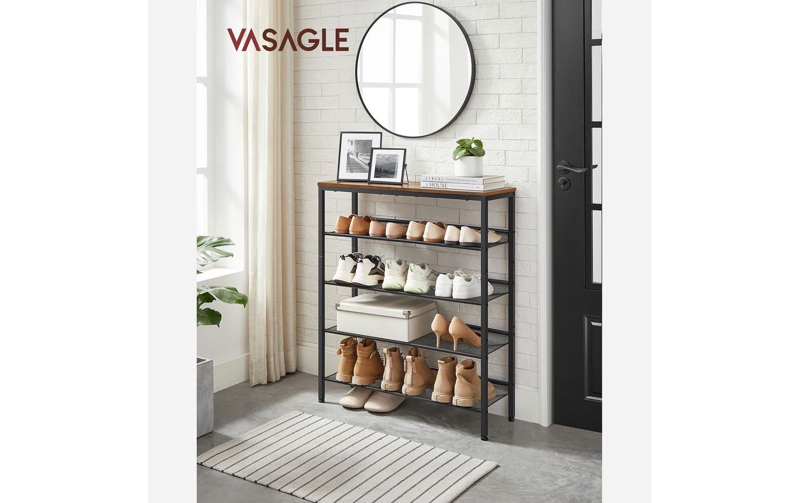 VASAGLE Schuhregal »75 x 30 x 93 cm, Braun/Schwarz«