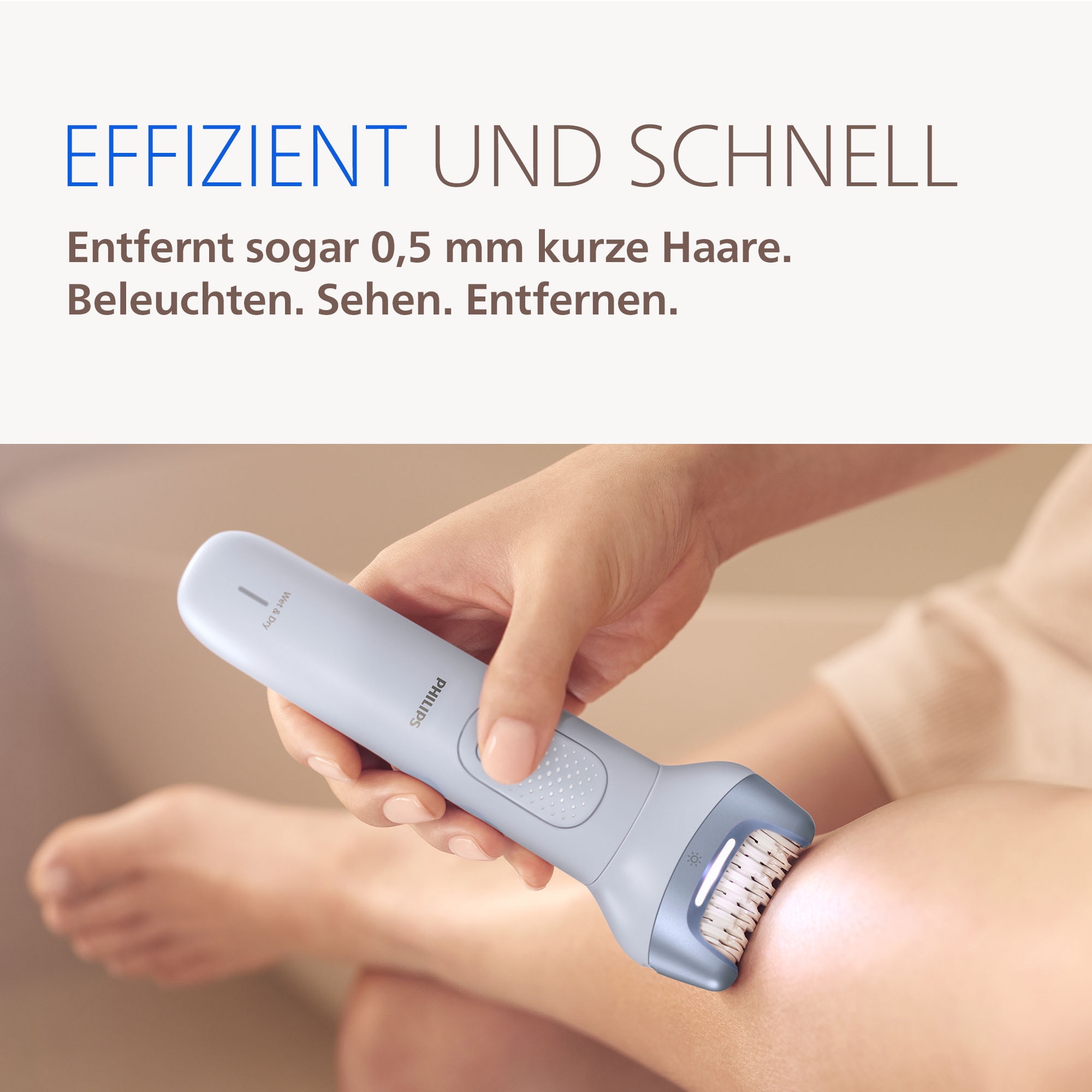 Philips Épilateur »Series 8000 BRE708/00« 2 cuis Aufsätze nass und trocken verwendbar, mit 2 Geschwindigkeitsstufen