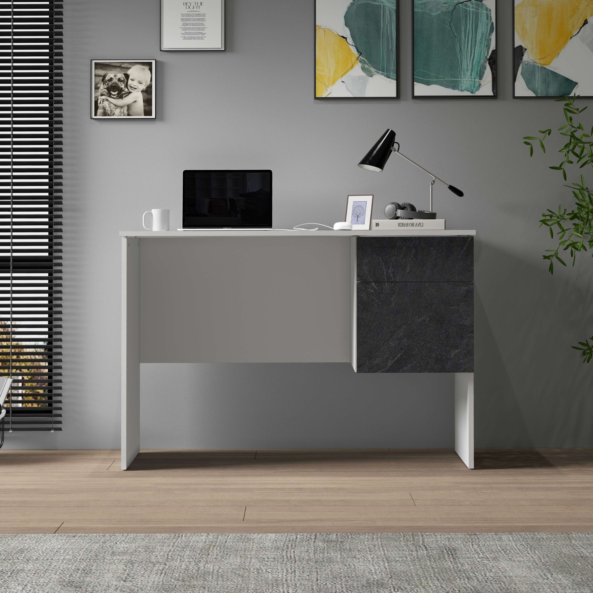 Home affaire Schreibtisch »Coro, kleiner Computertisch, Bürotisch« mit 1 Tür & 1 Schublade, Breite 110 cm, Made in Italy