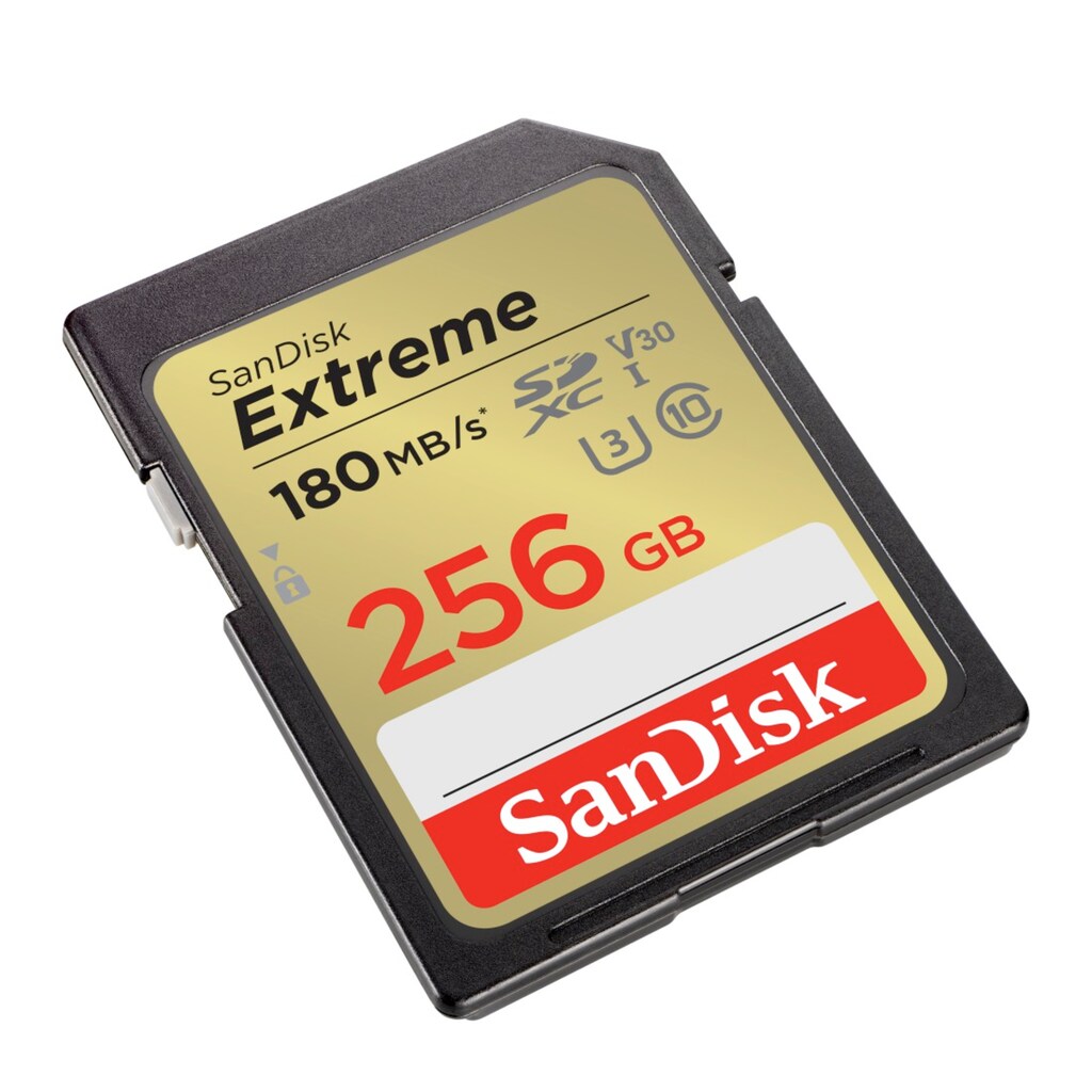 Sandisk Speicherkarte »SDXC Extreme 256GB (180/130 MB/s R/W), 1 Jahr RescuePRO Deluxe«, (UHS Class 3 180 MB/s Lesegeschwindigkeit)