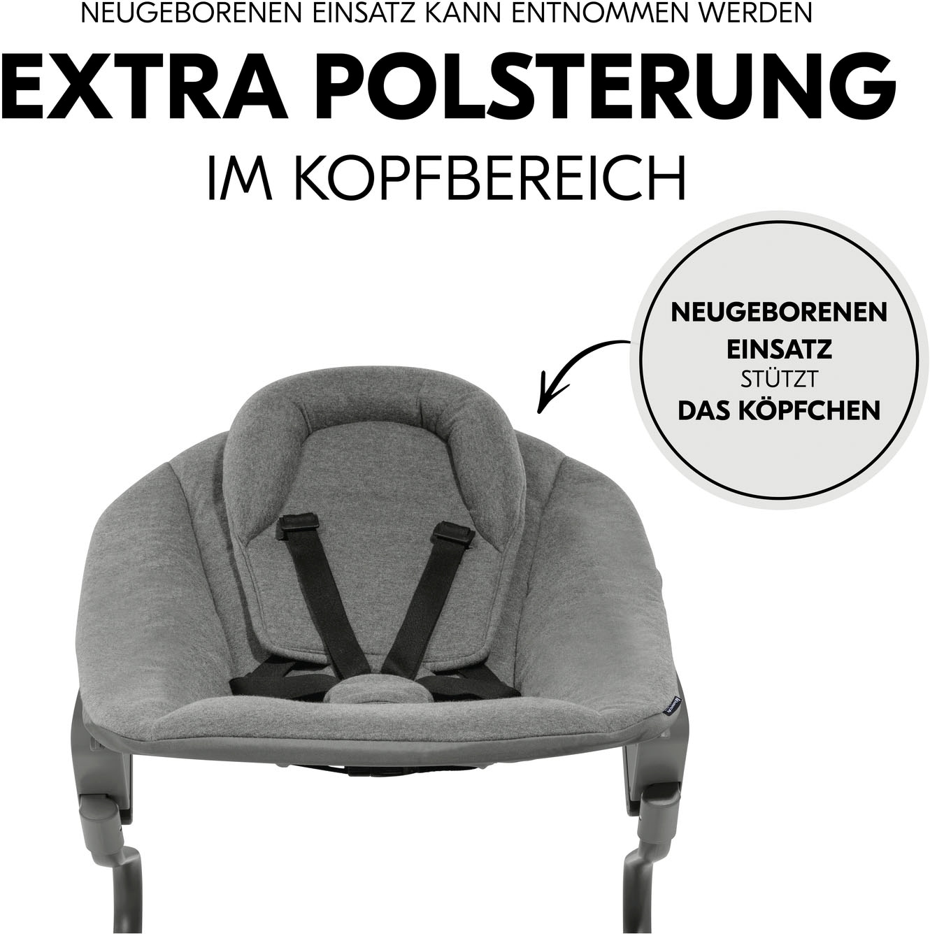 Hauck Babywippe »Alpha Bouncer Premium, Dark Grey« bis 9 kg für Neugeborene mit Wippgestell, für Hochstuhl Alpha+ und Beta+