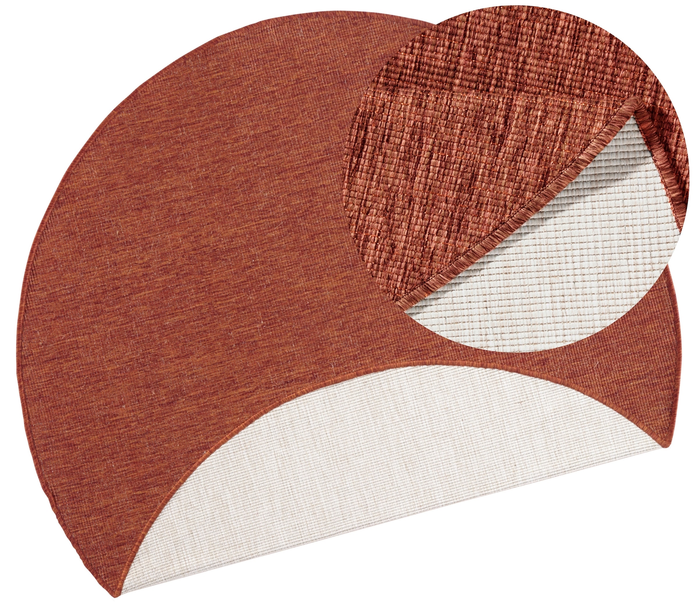 NORTHRUGS Teppich »Miami Wendeteppich«, rund, 5 mm Höhe, In-& Outdoor, Wetterfest, Balkon, Garten, Wohnzimmer, Wasserfest