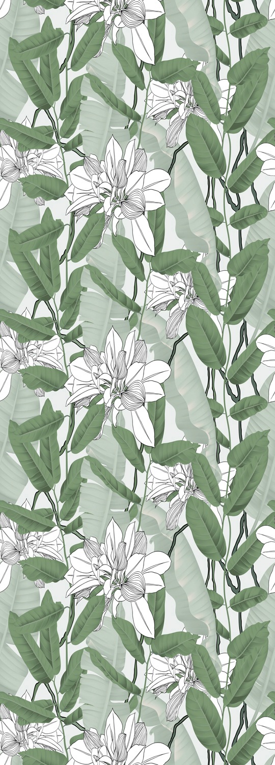 Image of queence Vinyltapete "Conny" Motiv bedruckt botanisch floral gemustert natürlich glatt 90x250cm, selbstklebend, kinderleichte Anbringung, Sticker
