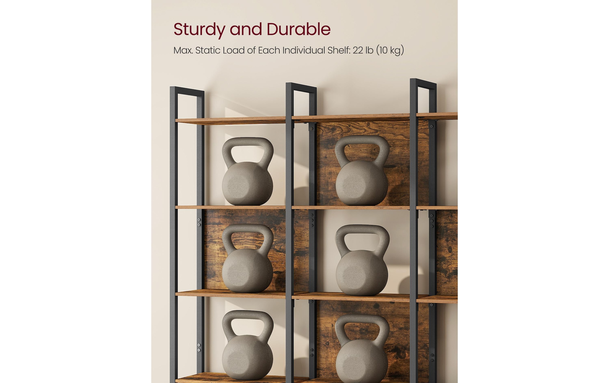 VASAGLE Bücherregal »128 x 24 x 187.1 cm« Industrie-Design-Bücherregal mit sechs Ebenen aus Holz und Stahl