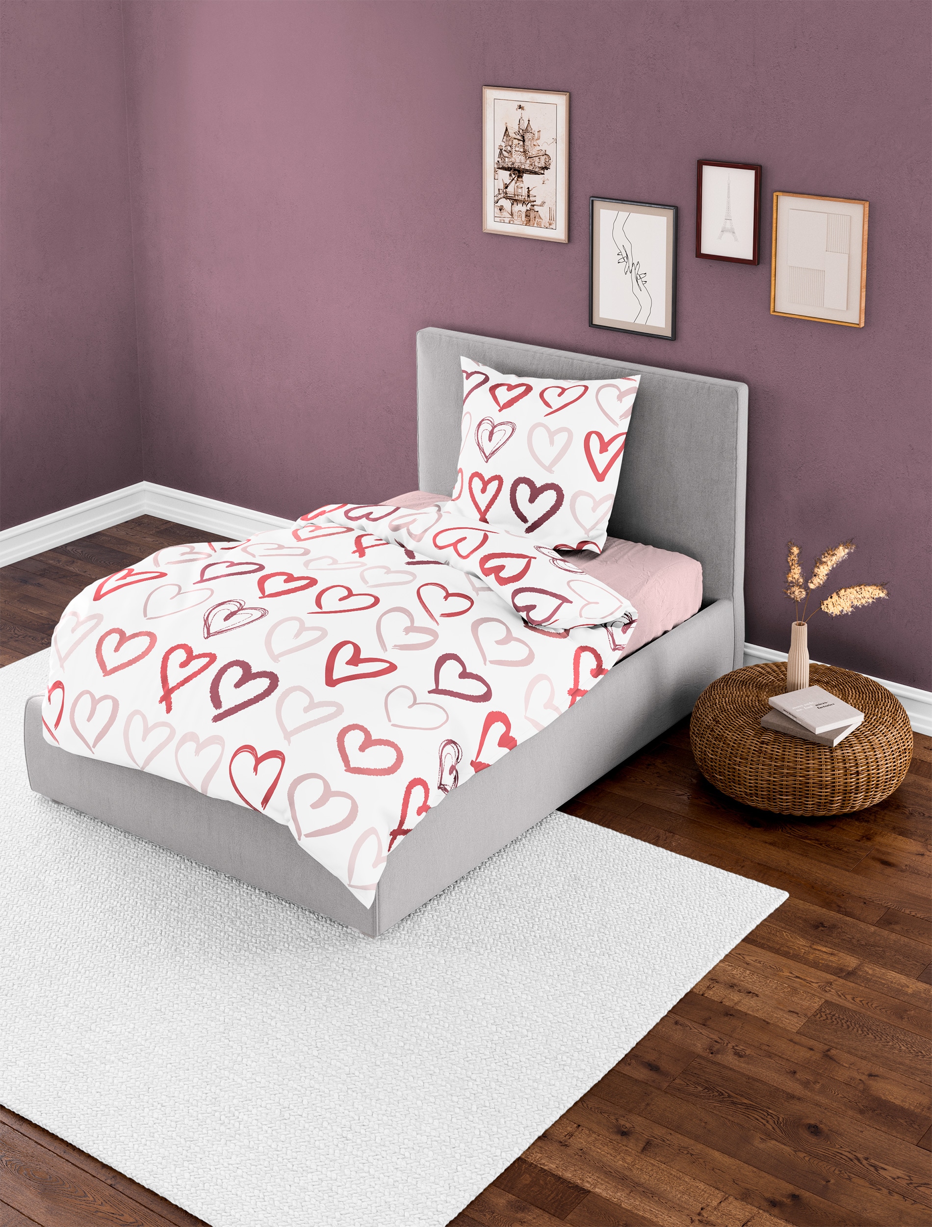 BIERBAUM Linge de lit »Bettwäsche 4145« 2 Mako-Satin, 100  % Baumwolle, pflegeleicht, seidig glänzend