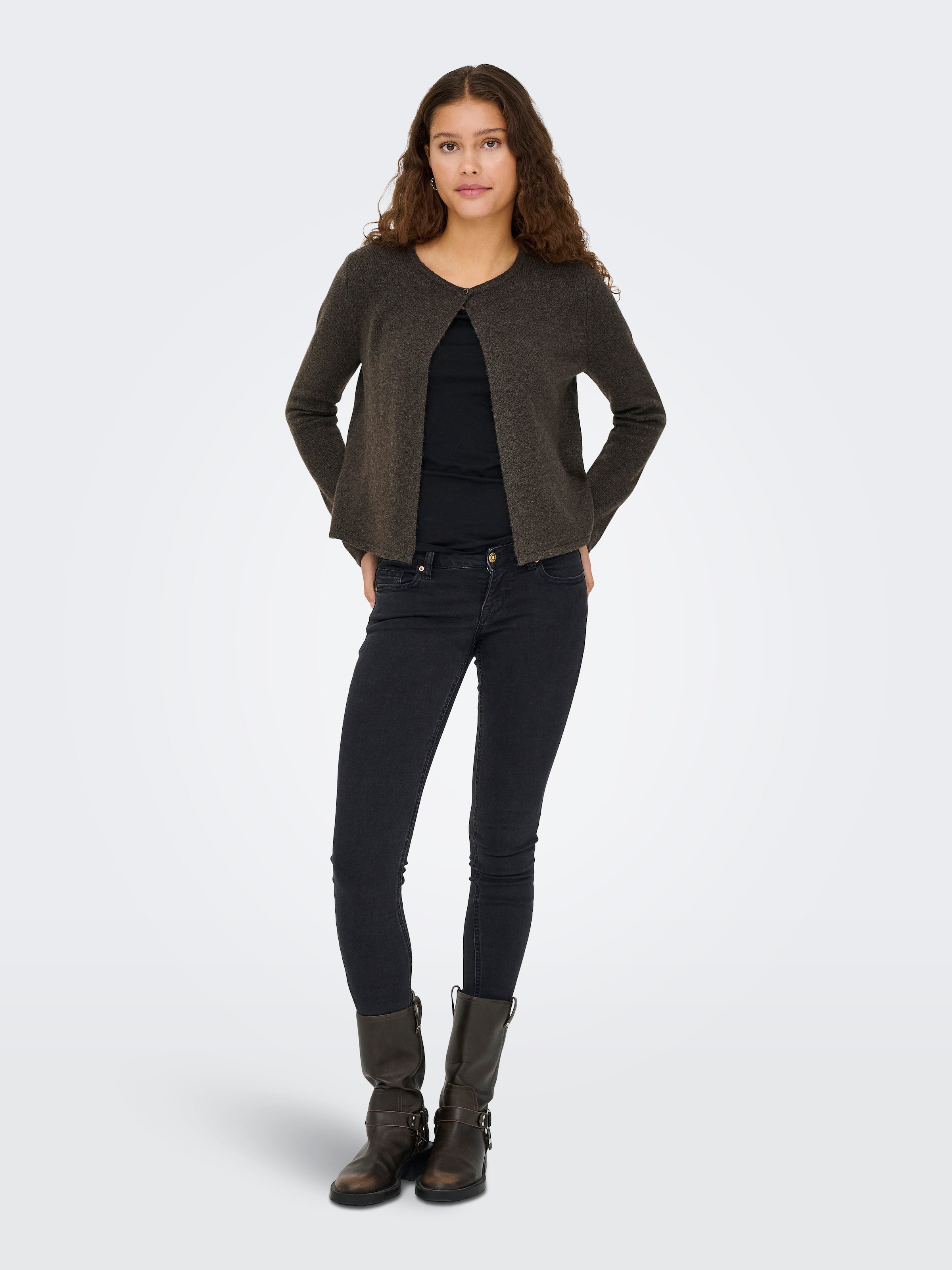 JDY Strickjacke »JDYRUE LIFE L/S ONEBUTTON CARDI KNT NOOS« Materialmix
