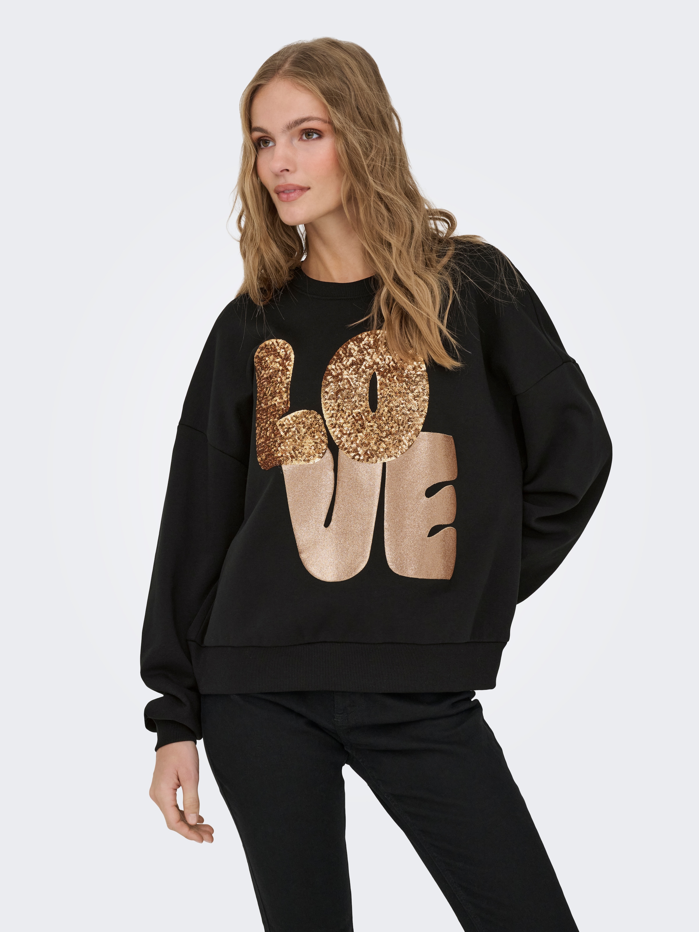 Image of ONLY Sweatshirt "ONLLALLY L/S LOVE O-NECK CS SWT"