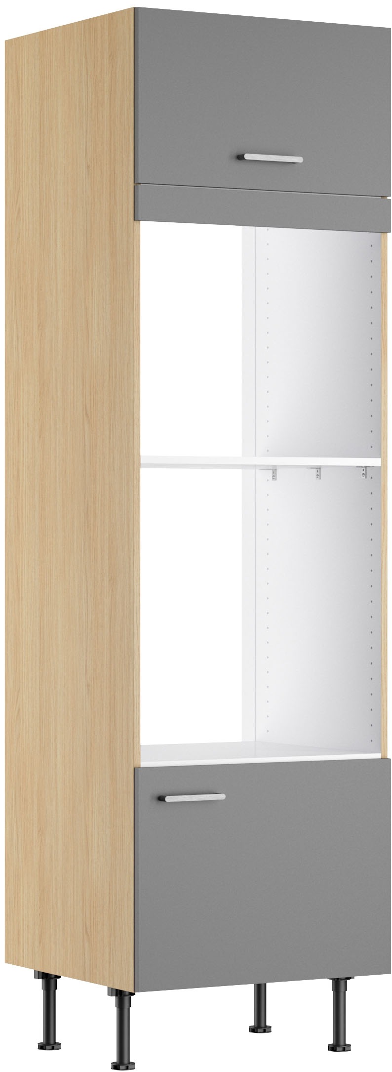 KOCHSTATION Mikrowellenumbauschrank »KS-Lucy« Breite 60 cm, mit 1 Tür, 1 Klappe, Soft-Close, höhenverstellbare Füsse