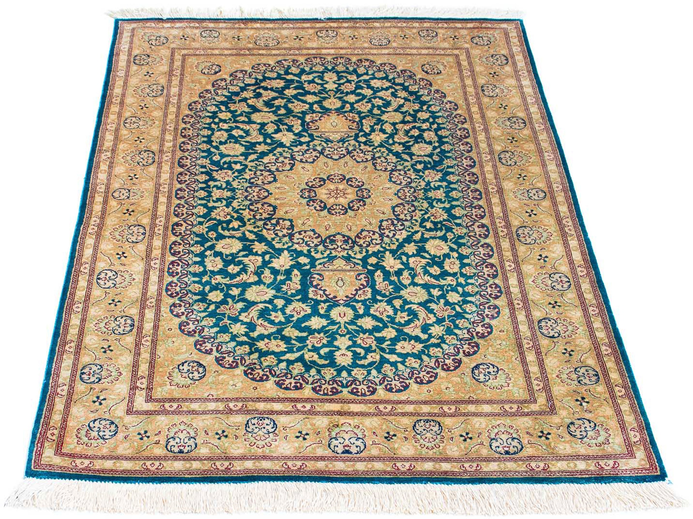 Image of morgenland Orientteppich »Perser - Ghom - 119 x 78 cm - türkis«, rechteckig, 10 mm Höhe, Wohnzimmer, Handgeknüpft, Einzelstück mit Zertifikat bei Ackermann Versand Schweiz