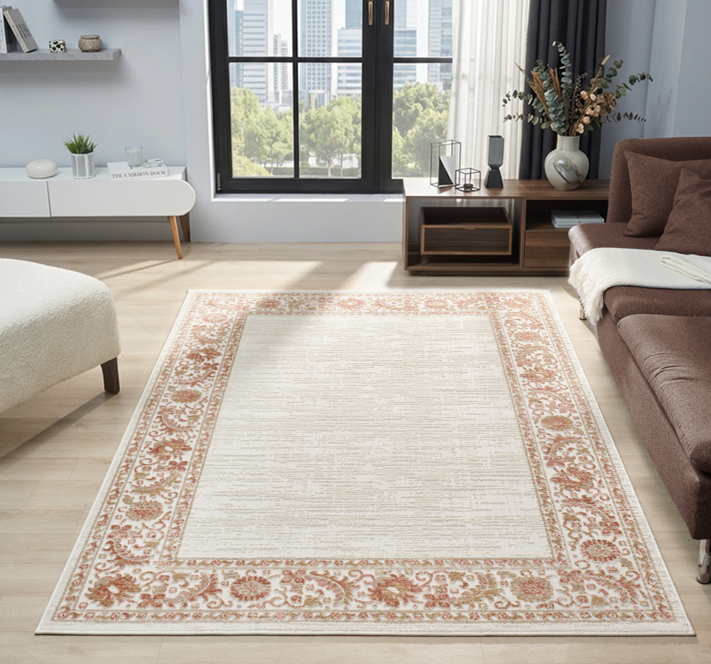 GOODproduct Teppich »Fennia, Blumen-Motiv« rechteckig 7 mm Höhe Bordüre, Floral, meliert, Wohnzimmer, Schlafzimmer, Esszimmer
