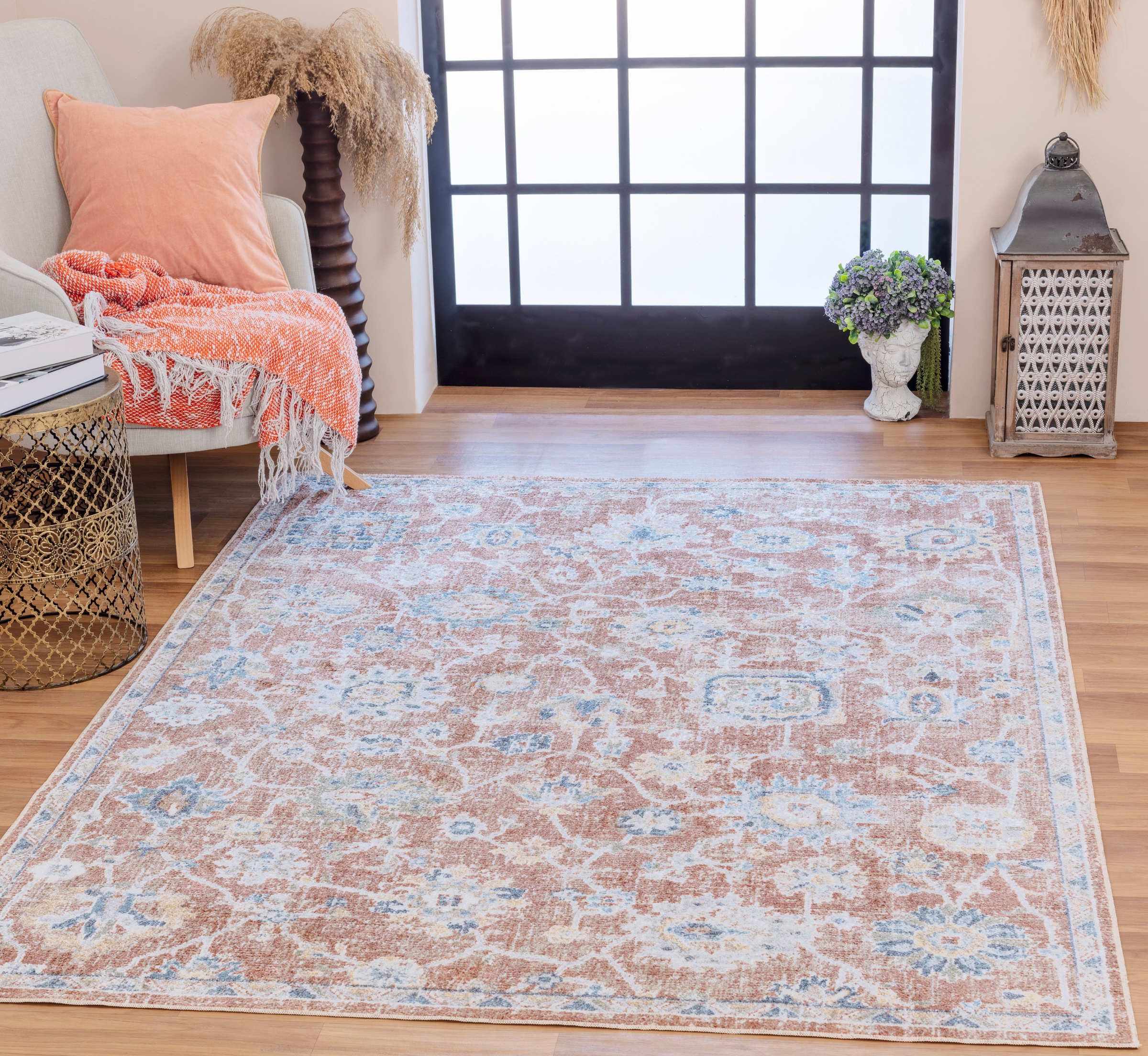 Image of Livabliss Teppich "IQUITOS" rechteckig 5 mm Höhe Maschinenwaschbar, Vintage Kurzflor Wohnzimmerteppich, Schlafzimmer