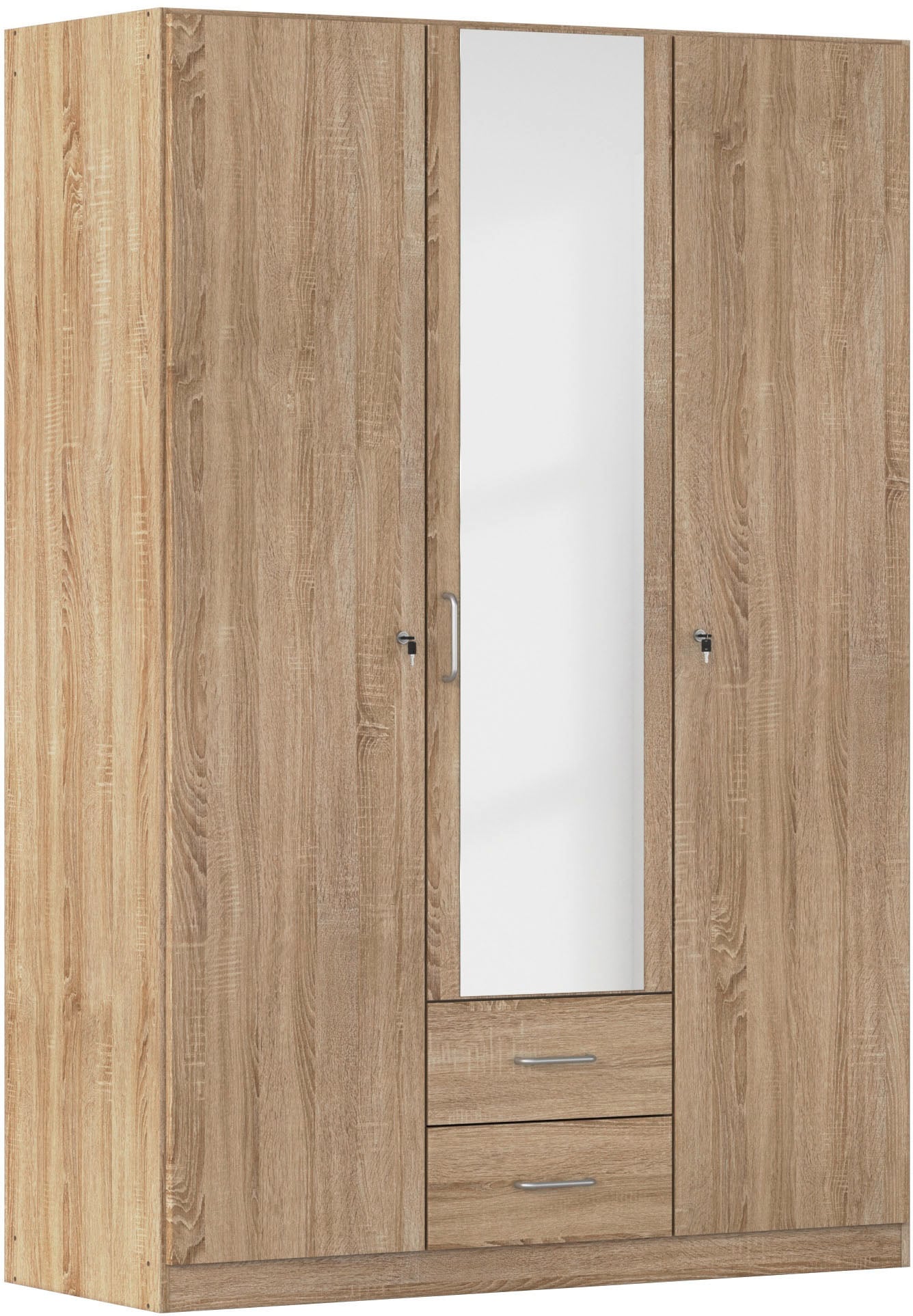 Image of rauch Kleiderschrank "Schrank Garderobe Garderobenschrank Putzschrank Wäscheschrank BERGHEIM" Breiten 91/136/181 cm, Höhe 197 cm, 2 Aussenschubladen, Tür/en abschliessbar je 2 Schlüssel MADE IN GERMANY