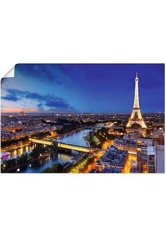 Wandbild »Eiffelturm und Seine am Abend, Paris«, Paris, (1 St.)