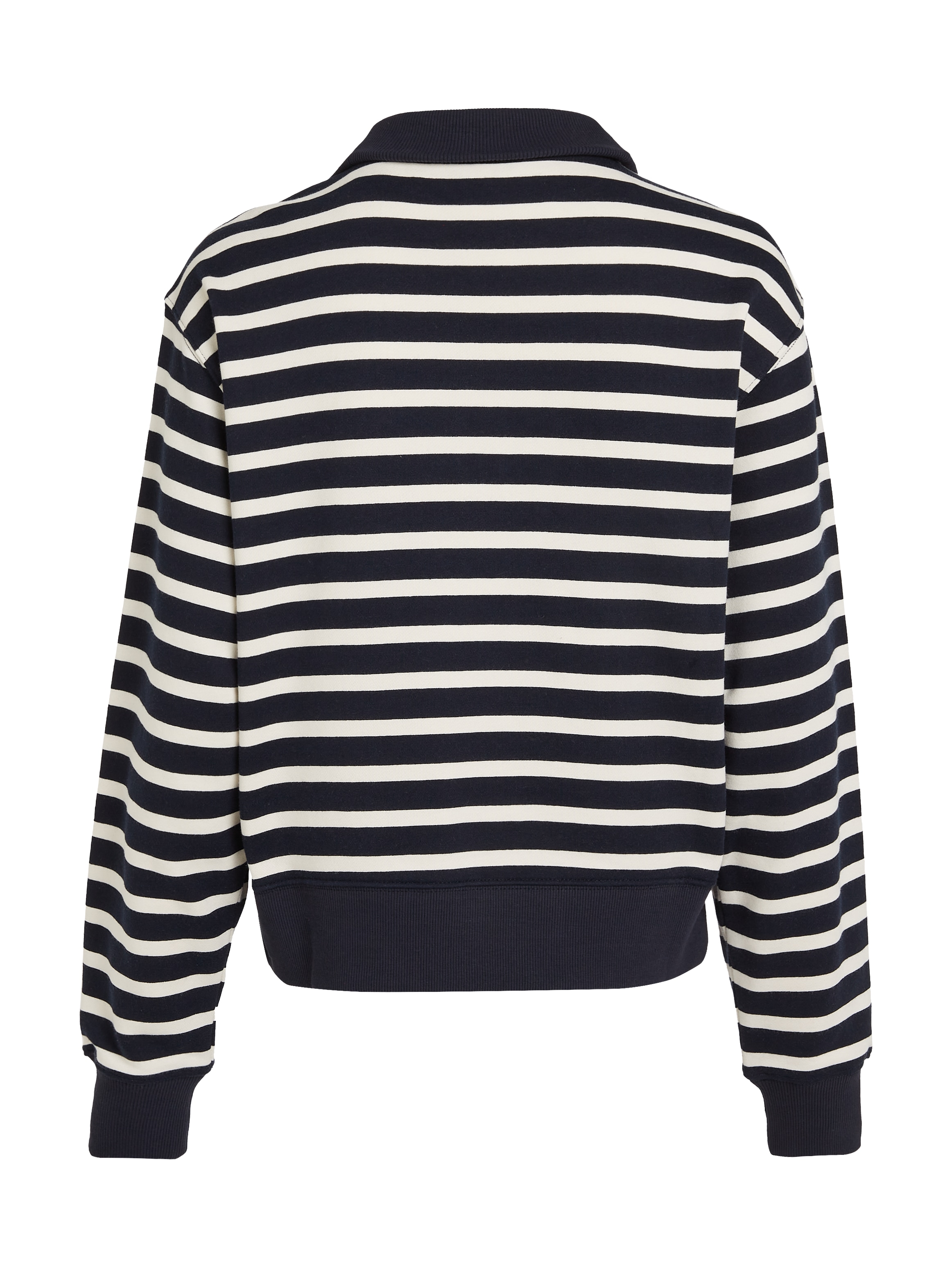 Tommy Hilfiger Sweater »SMD BRETON STRIPE 1/2 ZIP HWK«, Polokragen mit Reissverschlusss, gestreift, Logostickerei