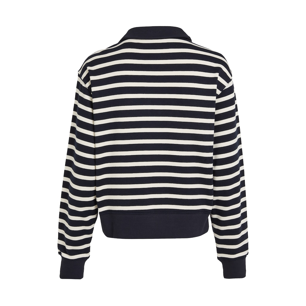 Tommy Hilfiger Sweater »SMD BRETON STRIPE 1/2 ZIP HWK«, Polokragen mit Reissverschlusss, gestreift, Logostickerei