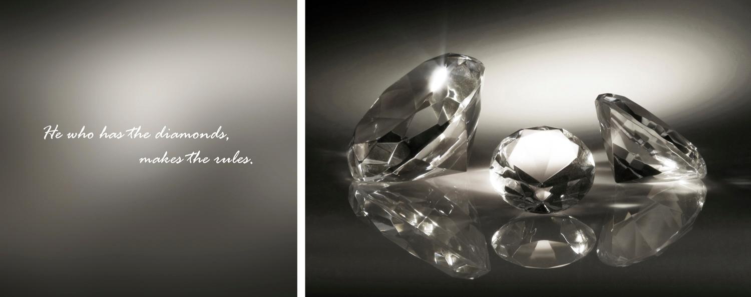 Image of queence Leinwandbild "Diamonds" Kunst Modern Schriftzug Schriftzüge Spa Spa Bilder Sprüche Sprüche & Texte Stein Set, Premium-Leinwandstoff, Handarbeit aus Deutschland, Spruch, 2er Set