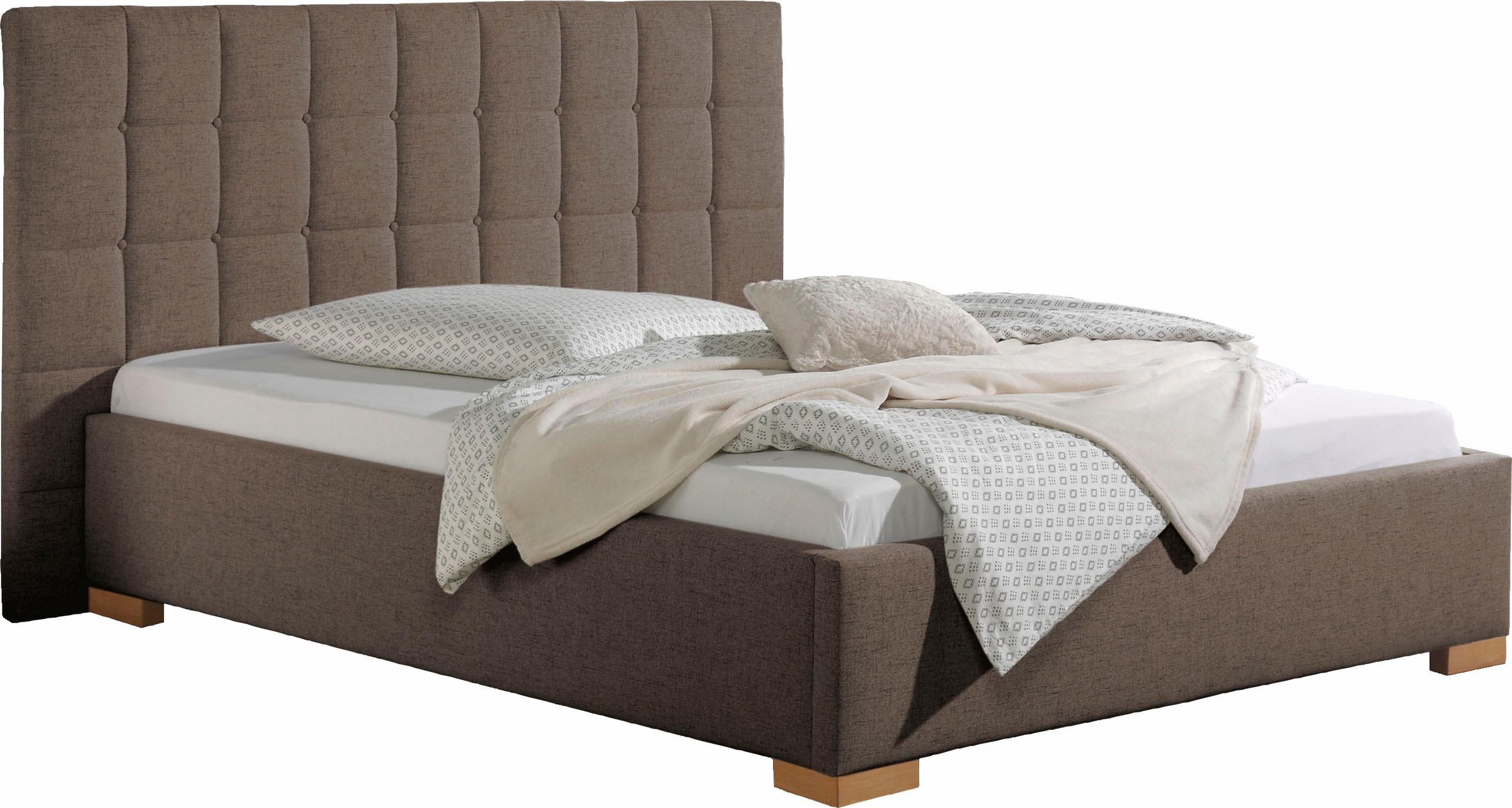 Maintal Lit rembourré »Cueno« avec et sans matelas en 2 versions, matelassage avec piqûres à boutons