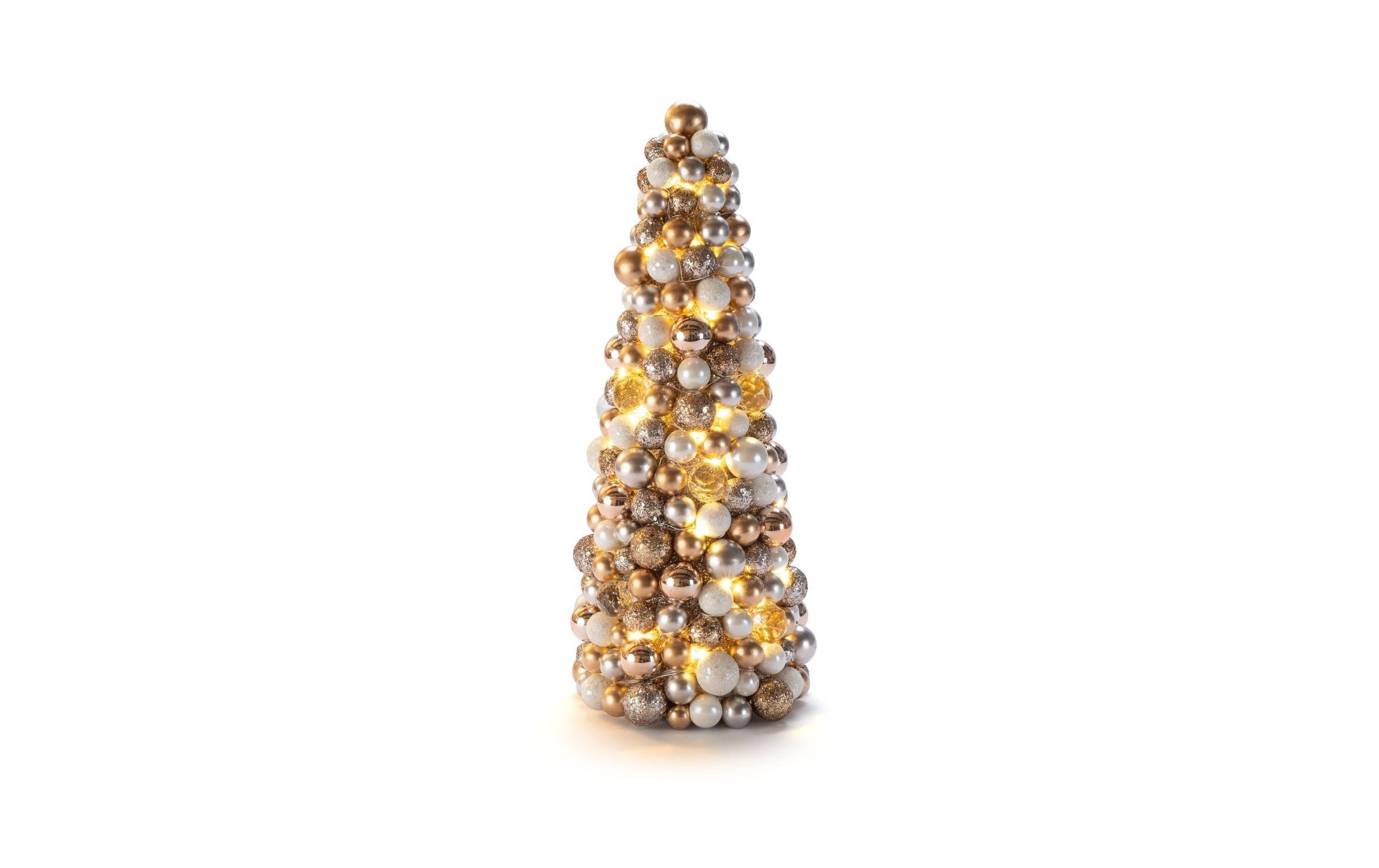 Image of STT Dekofigur "Baubles Tree Kunststoff, Weiss, Gold, 30, 60 LED"