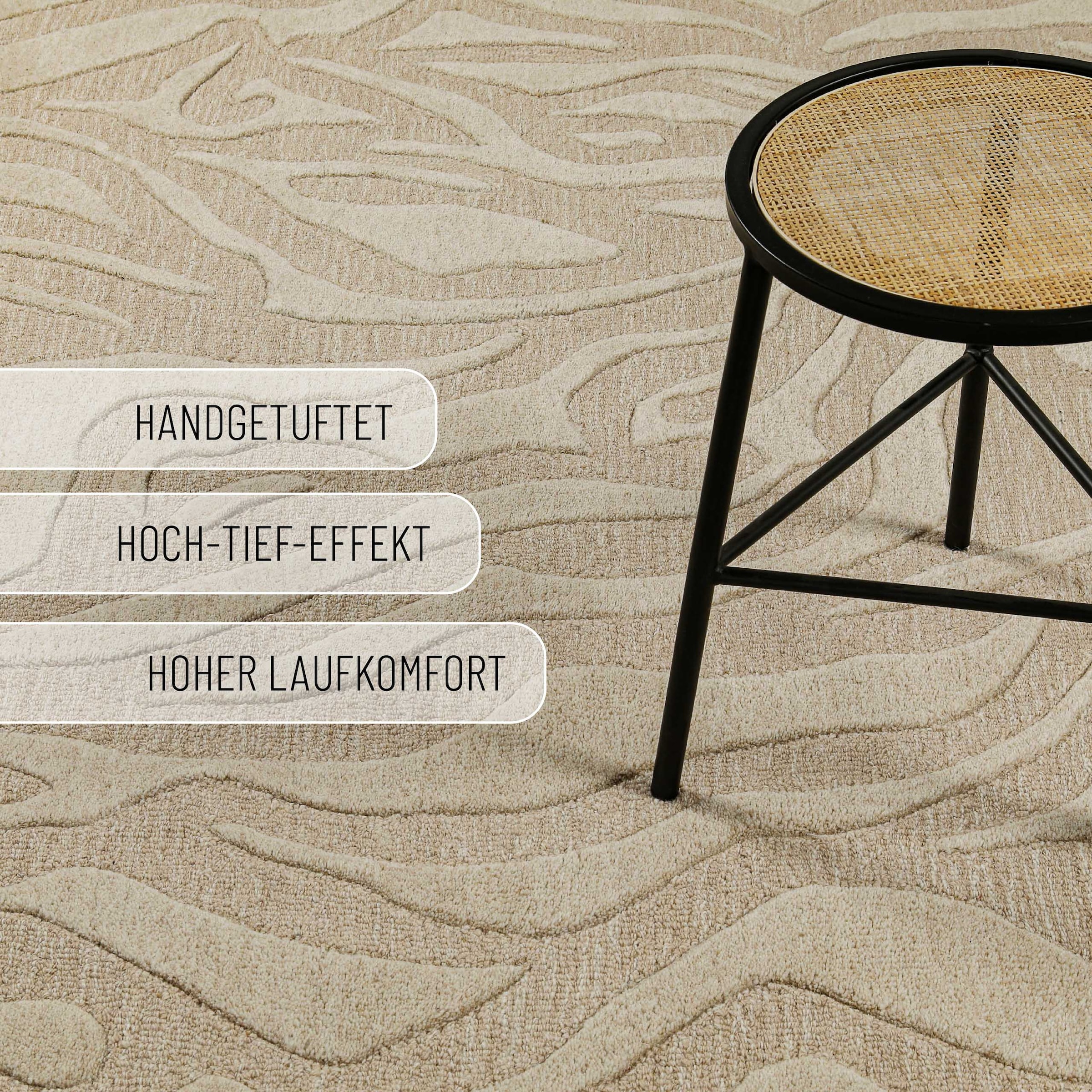 Wecon home Teppich »Lior« rechteckig 10 mm Höhe Wollteppich, abstrakt, hochwertig, handgetuftet, robust, modern