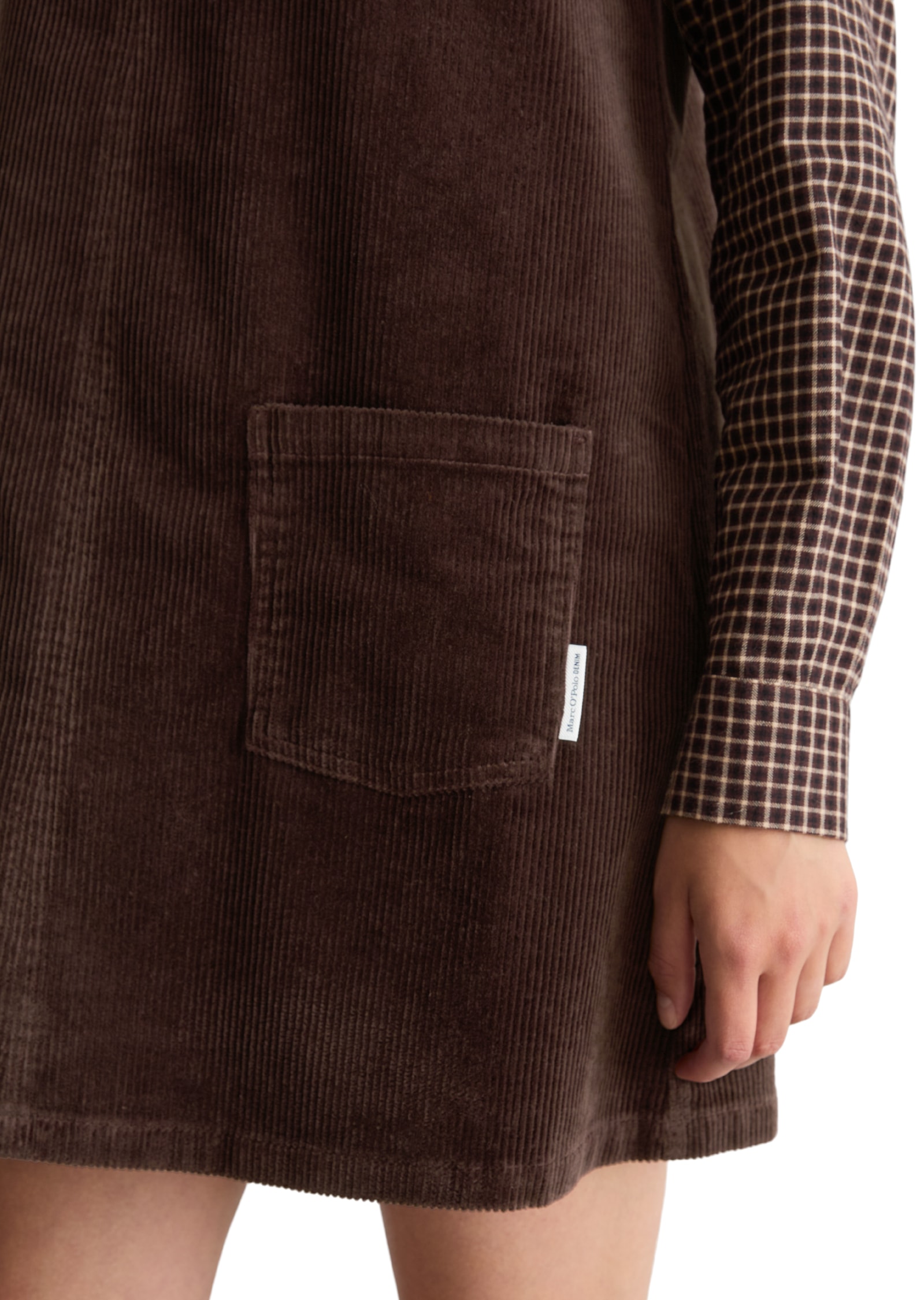Marc O'Polo DENIM Cordkleid aufgesetzte Taschen A-Shape aus Baumwoll-Stretch