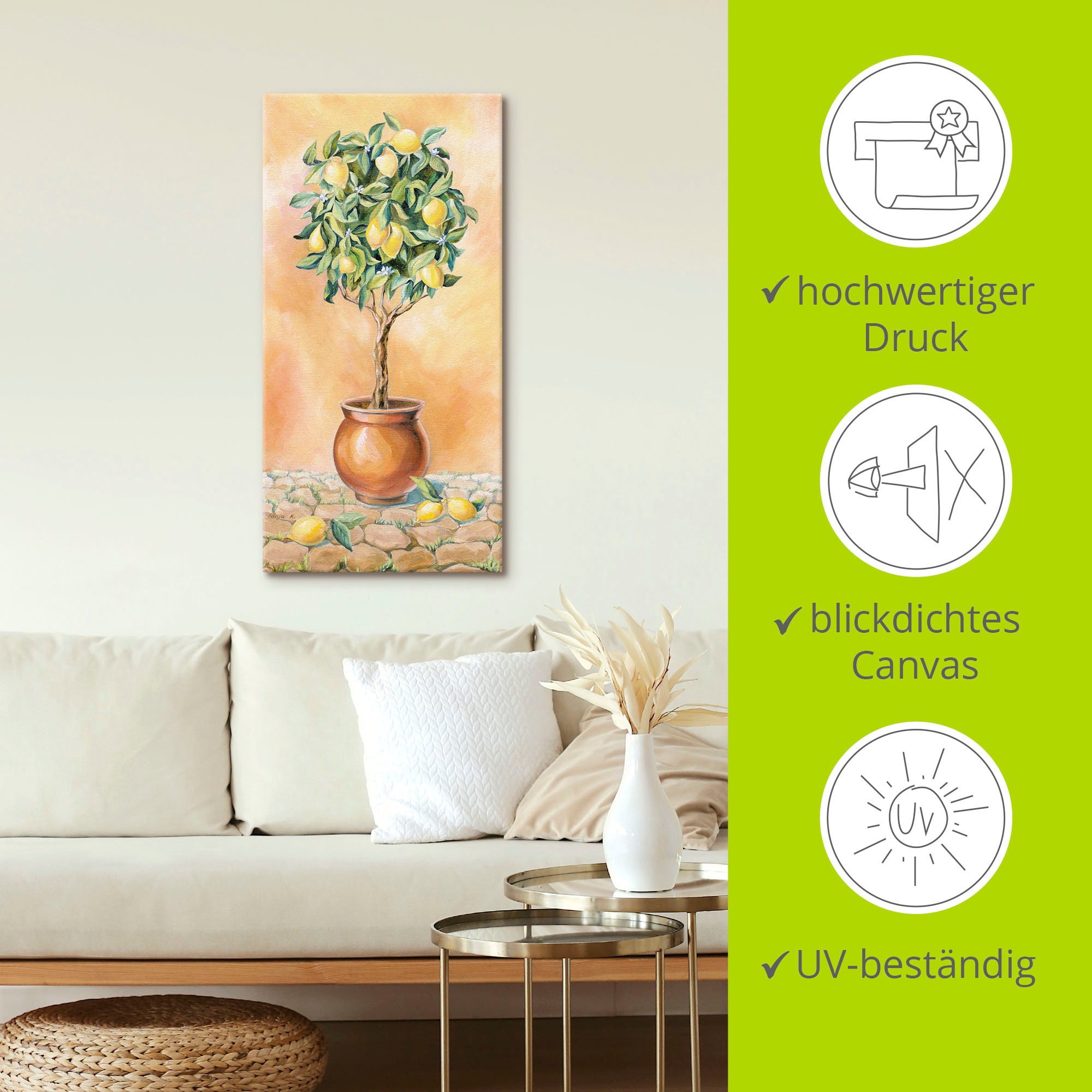 Artland Wandbild »Zitronenbaum I«, Pflanzen, (1 St.), als Alubild, Outdoorbild, Leinwandbild in verschied. Grössen