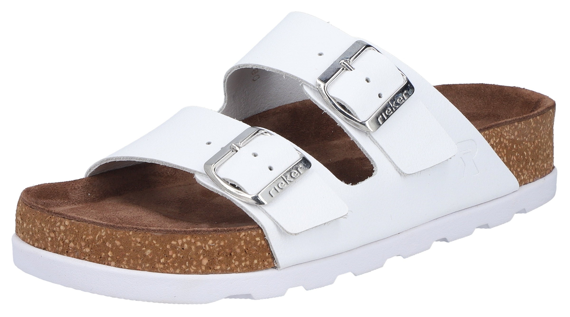 Image of Rieker Pantolette Hausschuh, Sommerschuh, Strandschuh, Zweischnaller mit Softfussbett