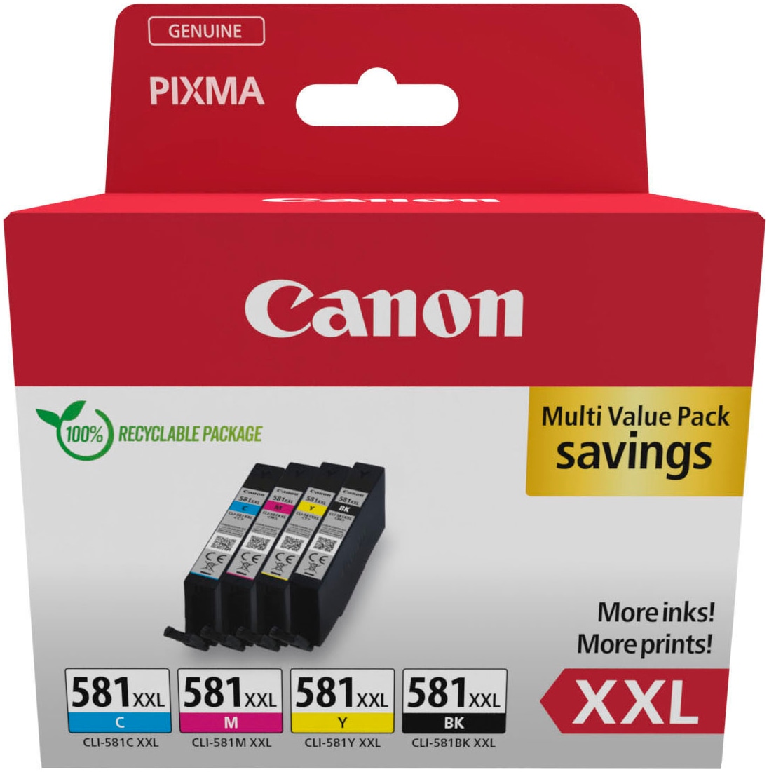 Canon Tintenpatrone »Canon CLI-581XXL BK/C/M/Y Tinte mit sehr hoher Reichweite Multipack«