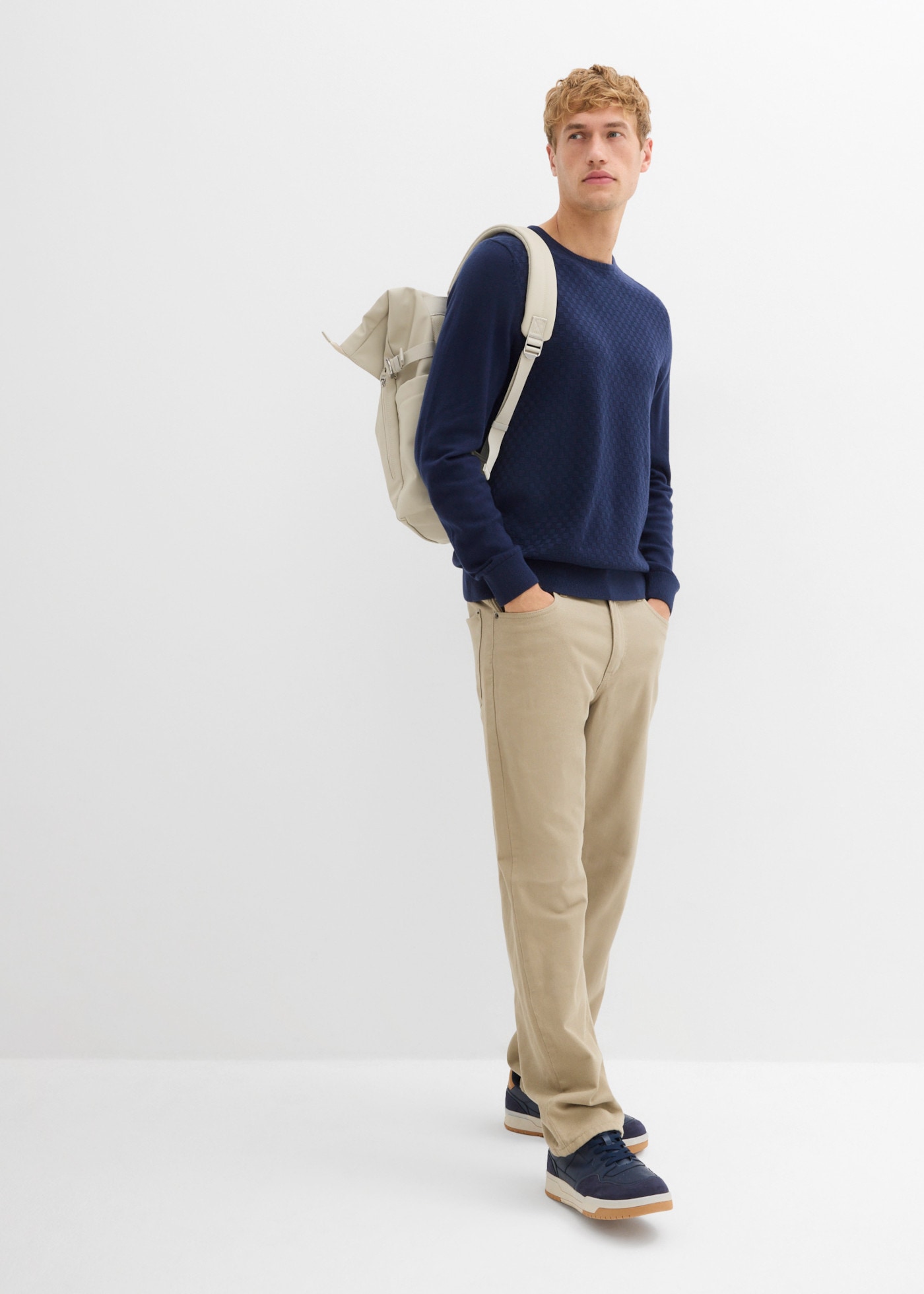 bonprix Strickpullover Regular Fit, aus Baumwolle und Wolle, eleganter Stil