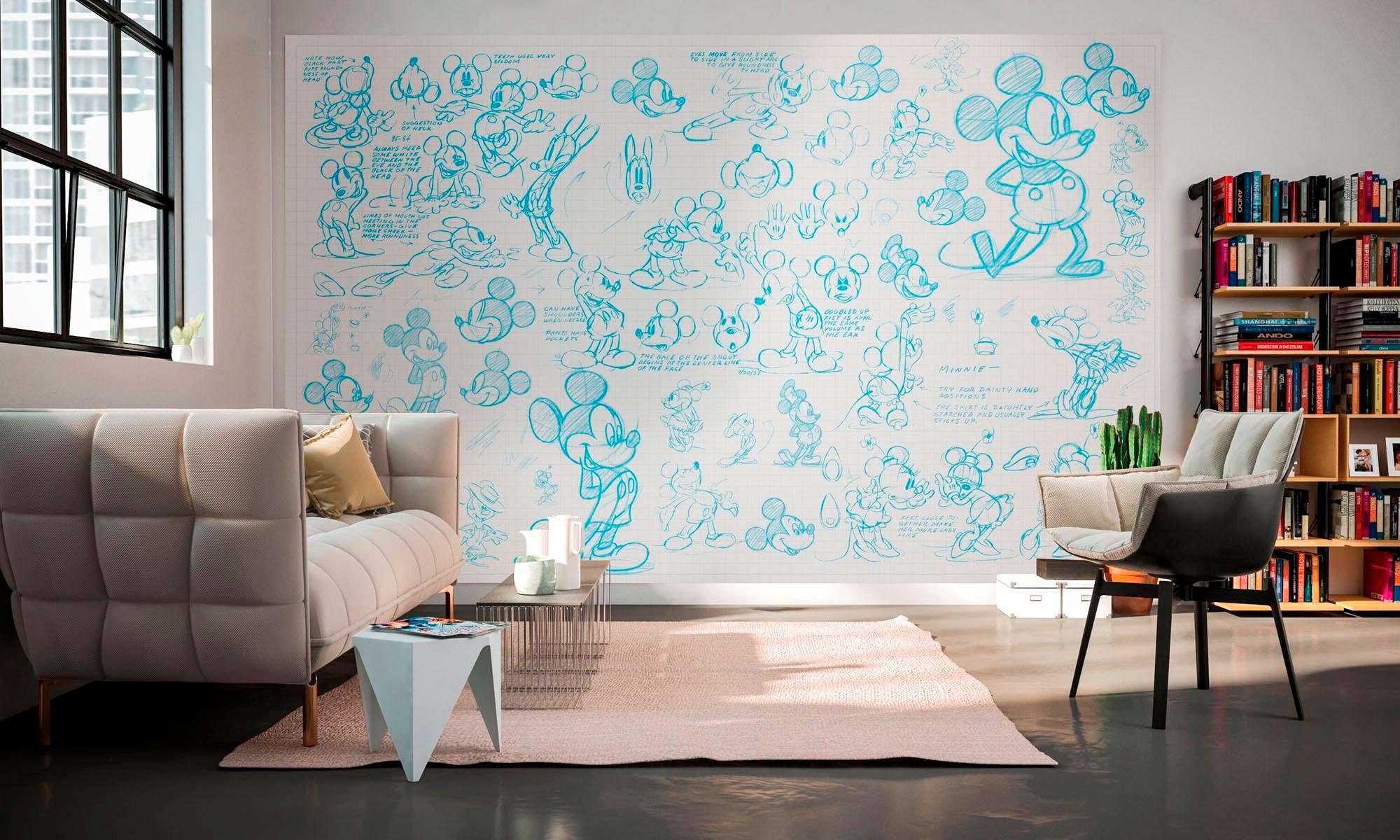 Komar Vliestapete »Digitaldruck Vlies - Mickey Sketches - Grösse 400 x 250 cm«, bedruckt, Kinderzimmer