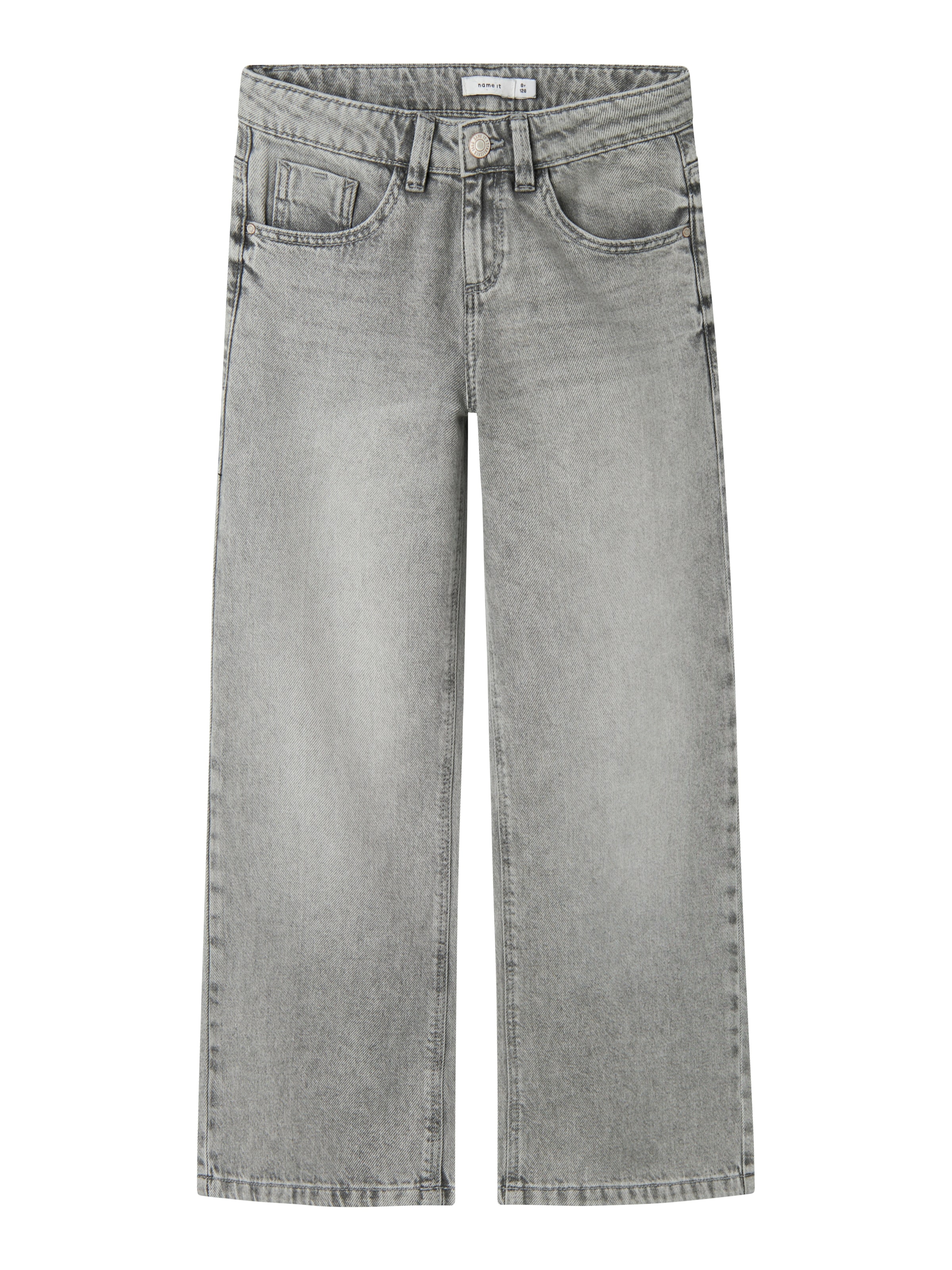 Name It Weite Jeans »NKFROSE für Mädchen mit weitem Bein und klassischem Sitz«, normal, Denim, Abriebeffekte, Reissverschluss