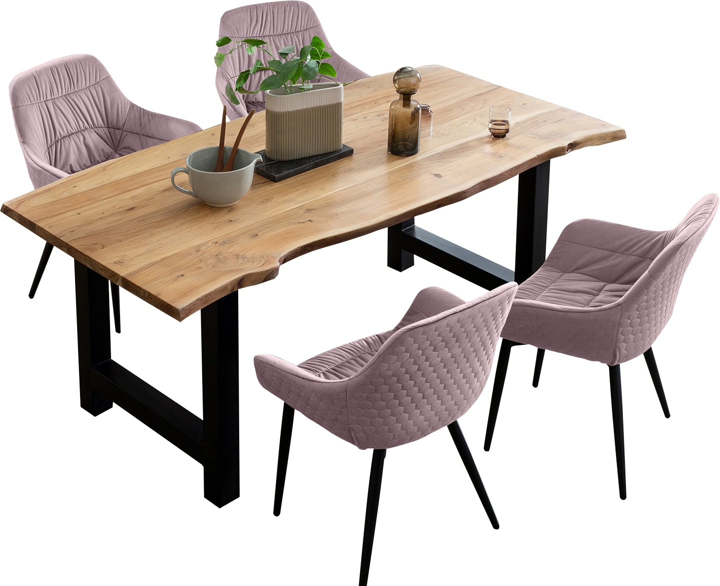 SalesFever Ensemble de salle à manger »Esszimmerausstattung aus Holz und Metall«