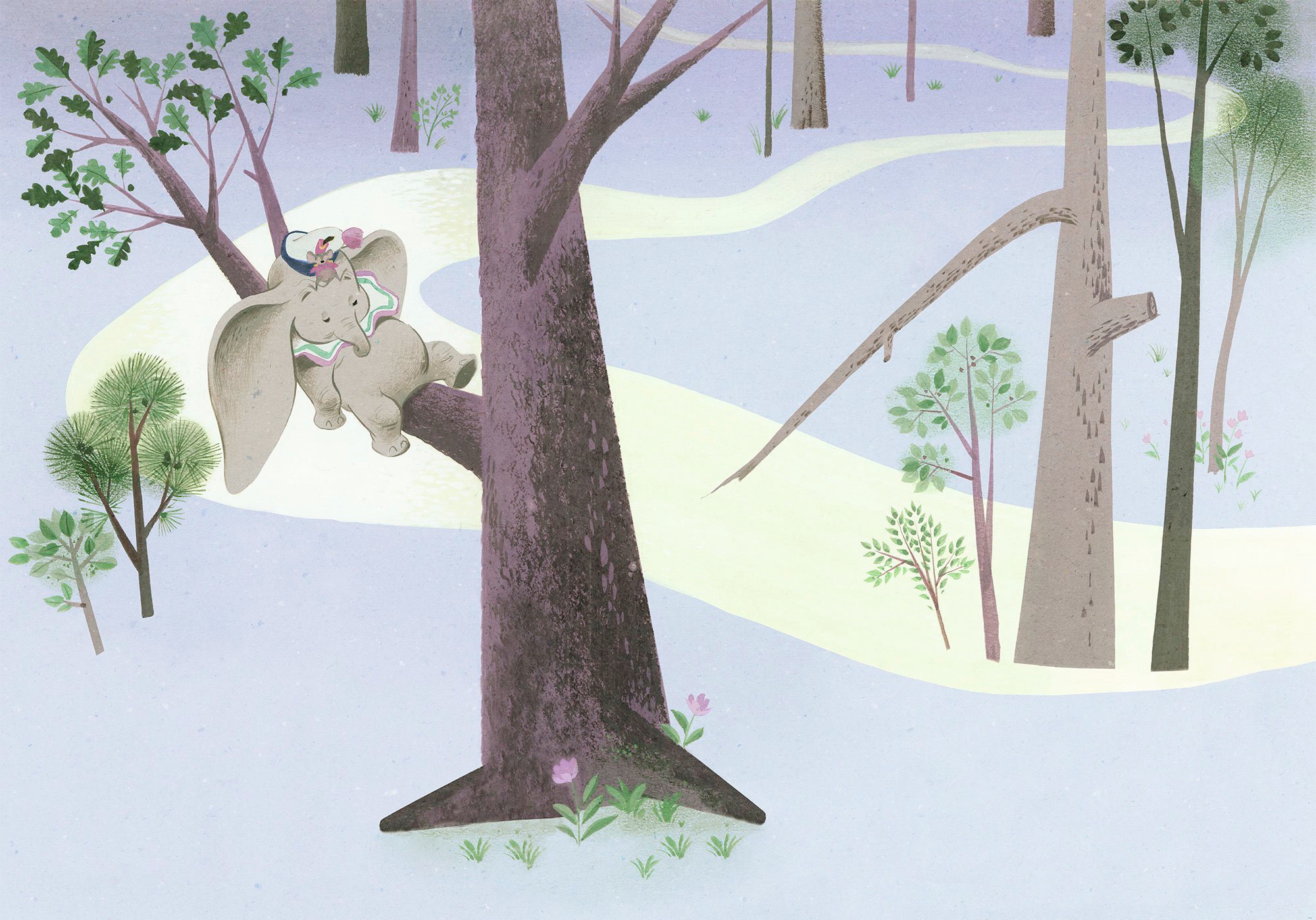 Image of Komar Vliestapete "Digitaldruck Vlies - Dumbo Sleep on Tree - Grösse 400 x 280 cm" bedruckt glatt Kinderzimmer