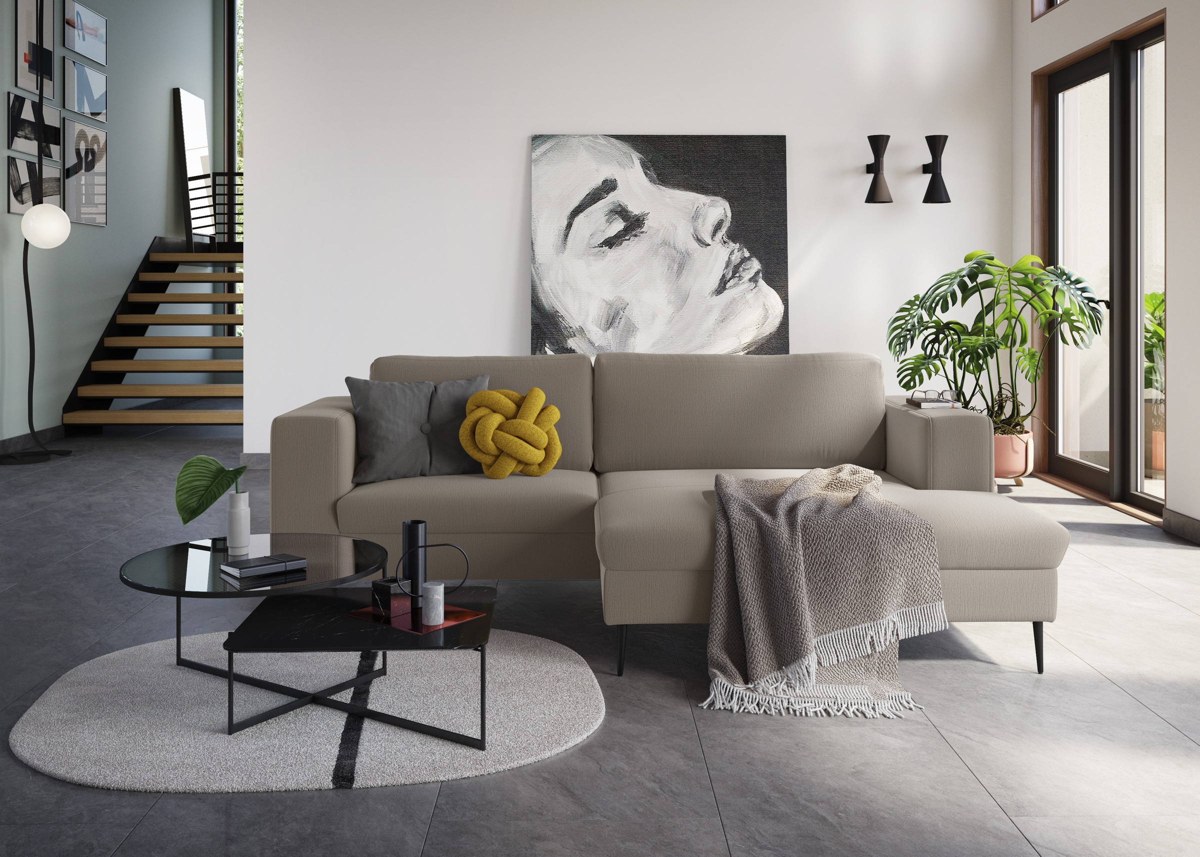 Image of DOMO collection Ecksofa "Modica kompakt und elegant, Breite 244, L-Form" Auch in Cord, Fusshöhe passend für gängige Saugroboter
