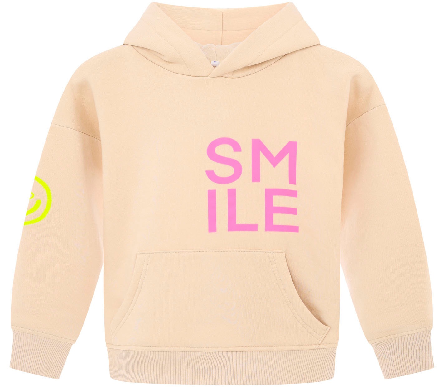 Zwillingsherz Hoodie »"Alissa-Kids"«, mit "Smile"-Aufdruck in Neonfarben und gestickte Smiley
