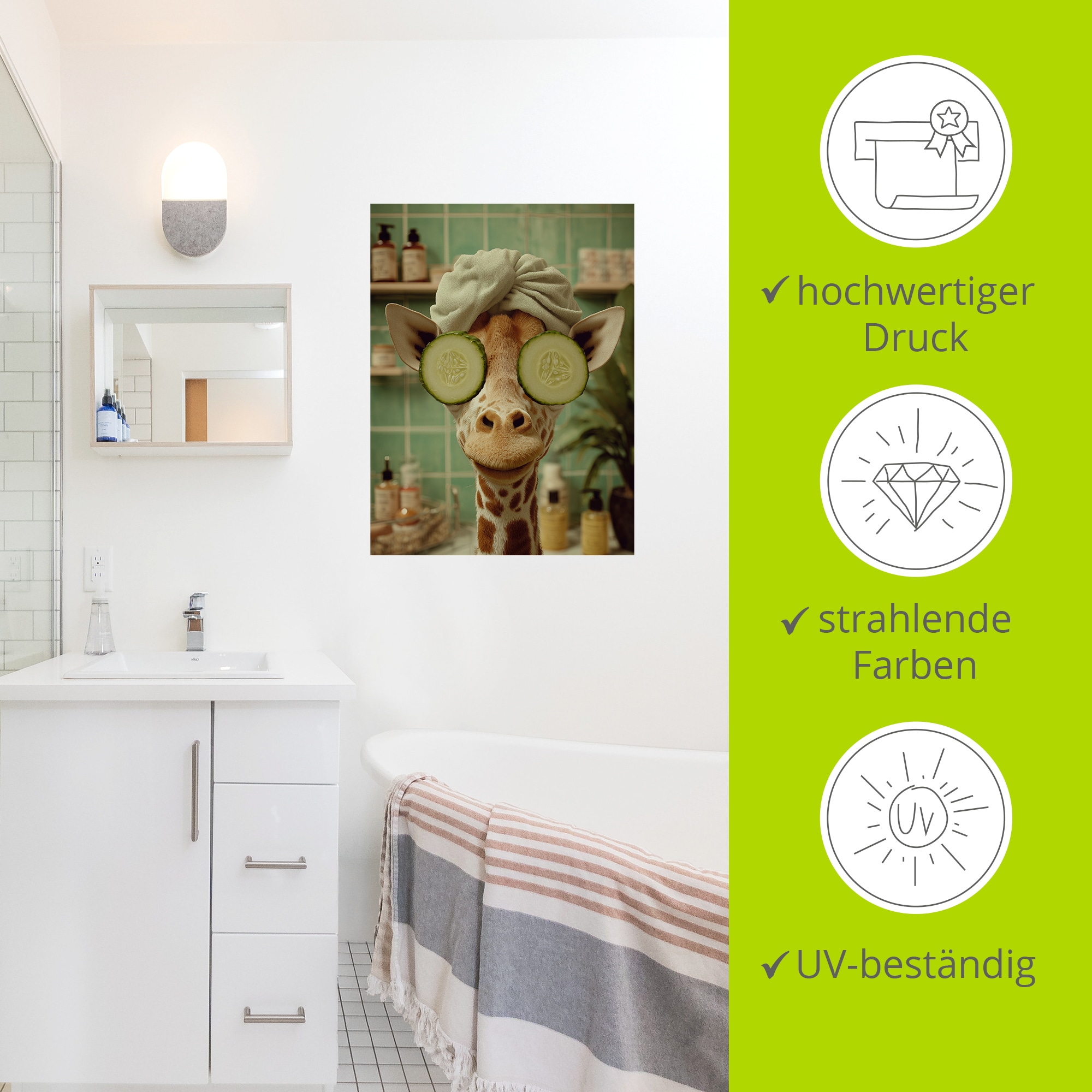 Artland Wandbild »Giraffe beim Spa« 1 Stk. tlg. als Alubild, Leinwandbild, Poster, Wandaufkleber in verschied. Grössen