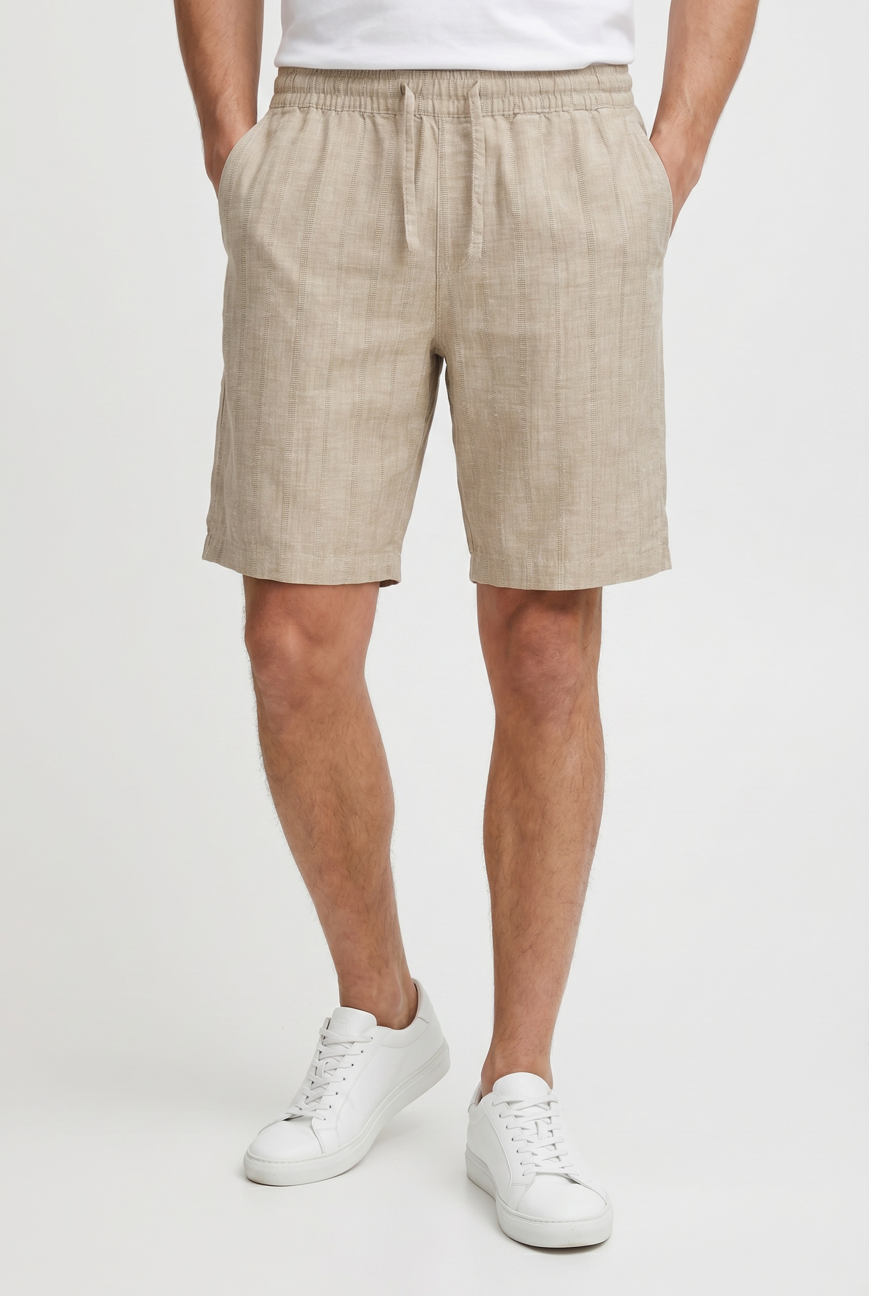 Image of Jack & Jones Bermudas "JPSTJAIDEN SUMMER LINEN BLEND STRIPE REG" mit elastischem Bund