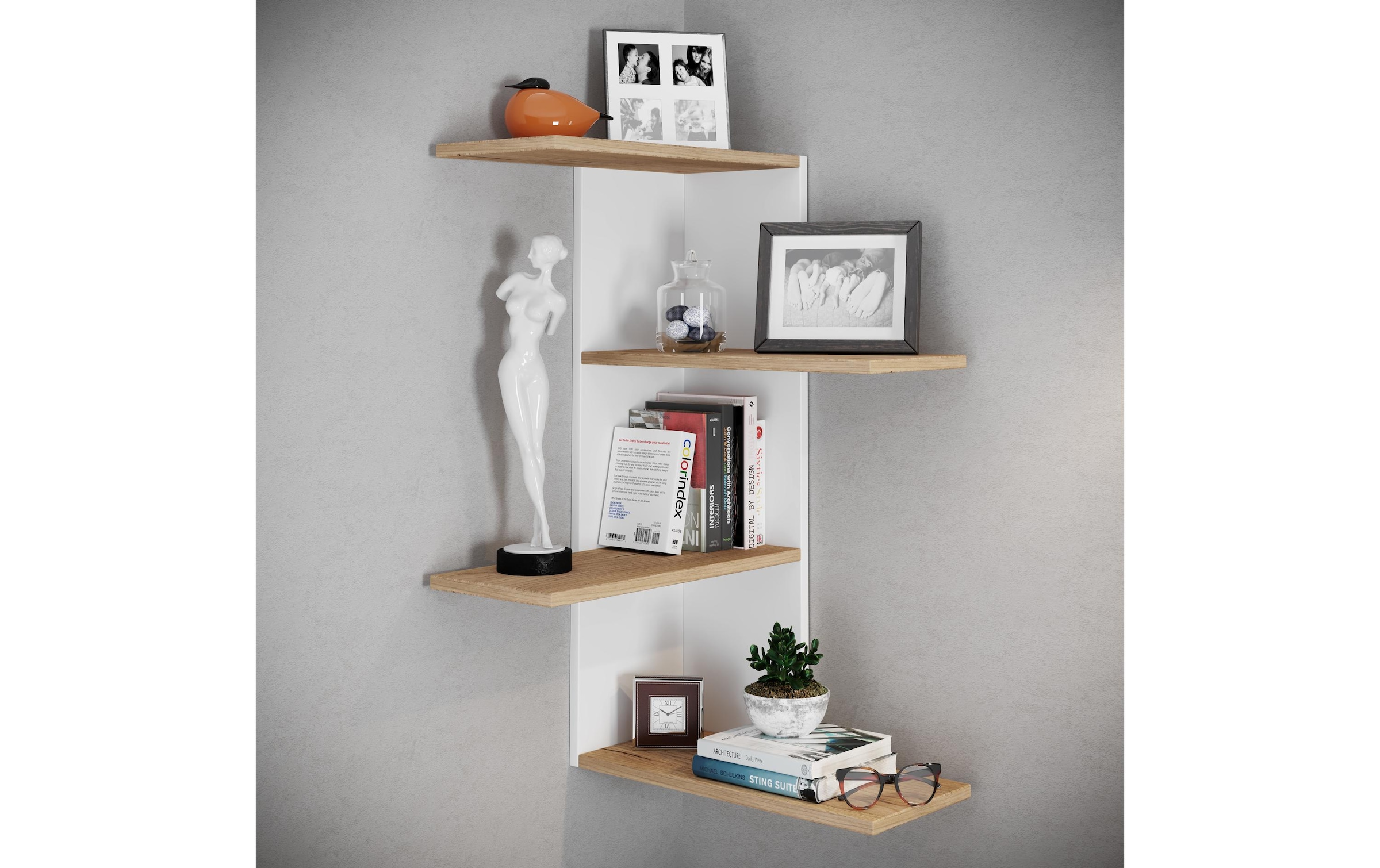 VCM Wandregal »Balos 77 x 45 cm« Platzsparendes Eckregal für Bücher und Dekoration