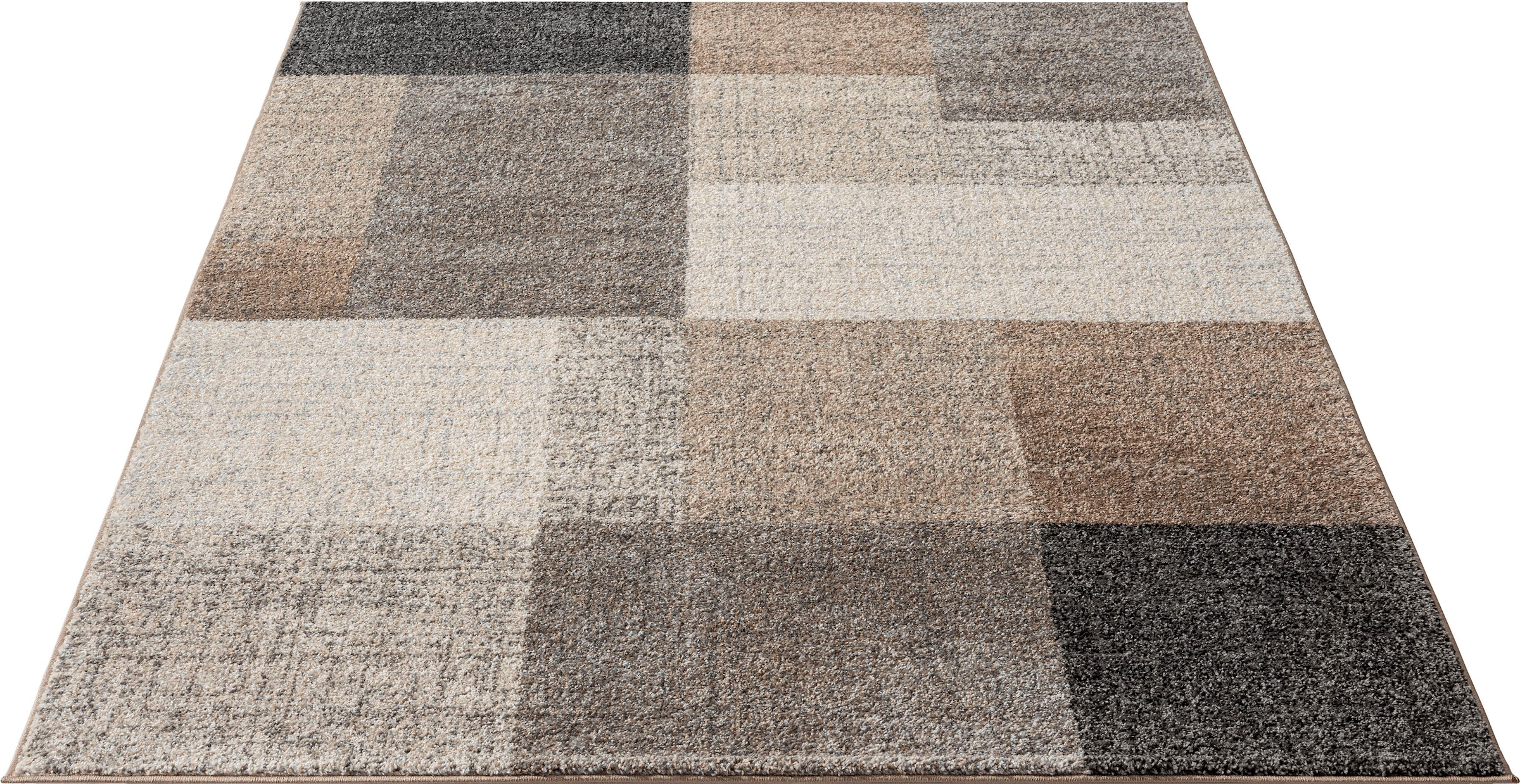 Image of merinos Teppich "Thales 6101" rechteckig 10 mm Höhe Kurzflorteppich mit Konturenschnitt, Wohnzimmer