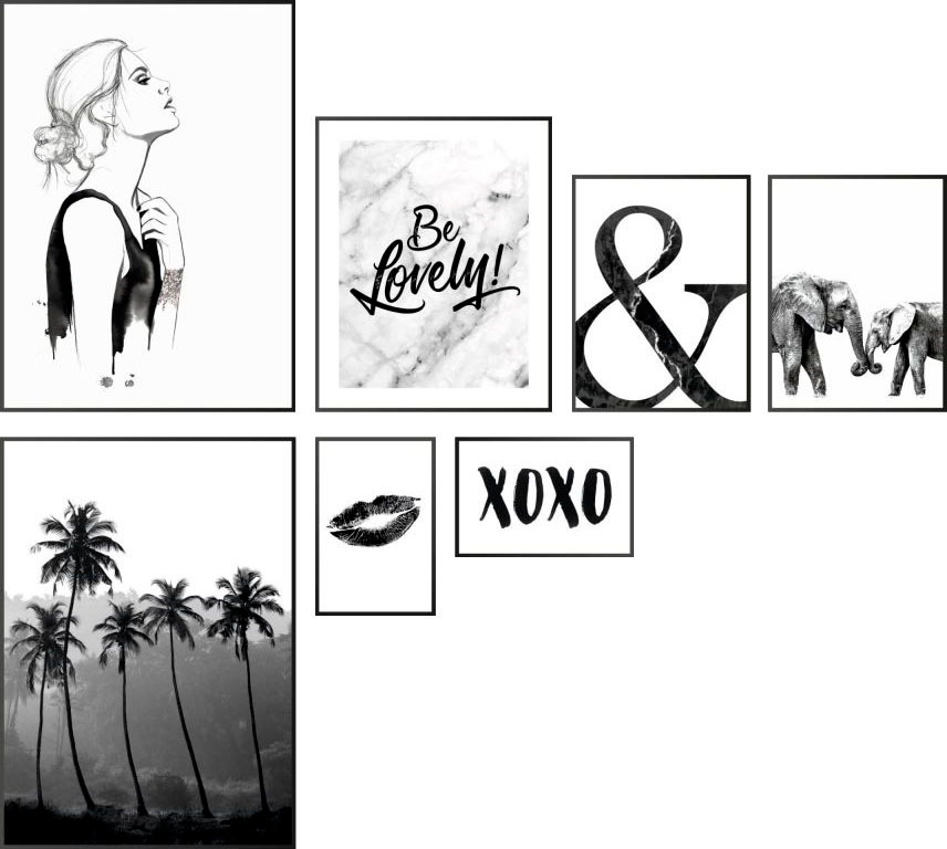 Image of Reinders! Wandbild »Frühlingsgefühle Schwarz-Weiss - Wandbilder 7-er Set«, (Set) bei Ackermann Versand Schweiz