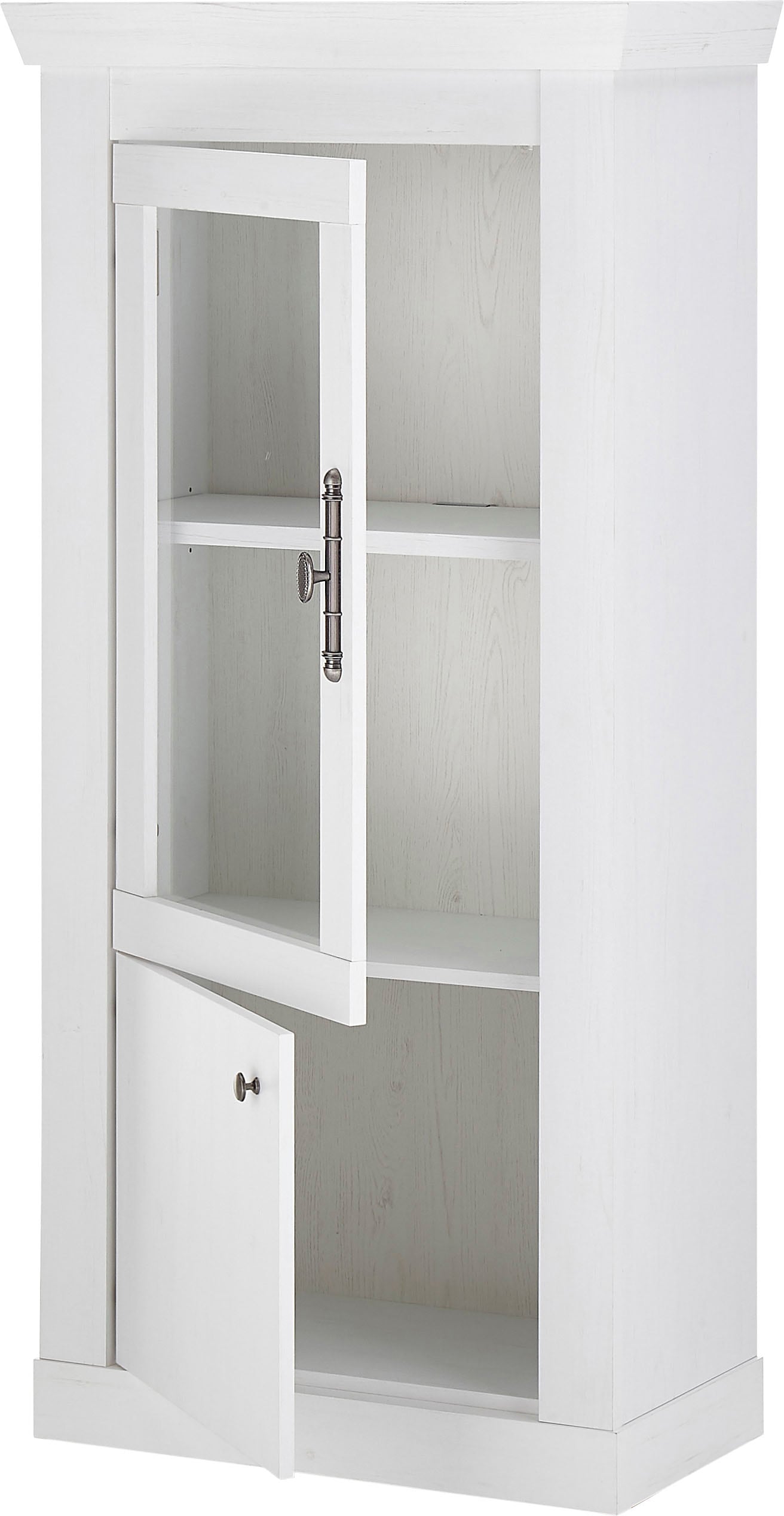 Home affaire Vitrine »RAVENNA«, im romantischen Landhausstil, Griff aus Metall, Höhe 146 cm