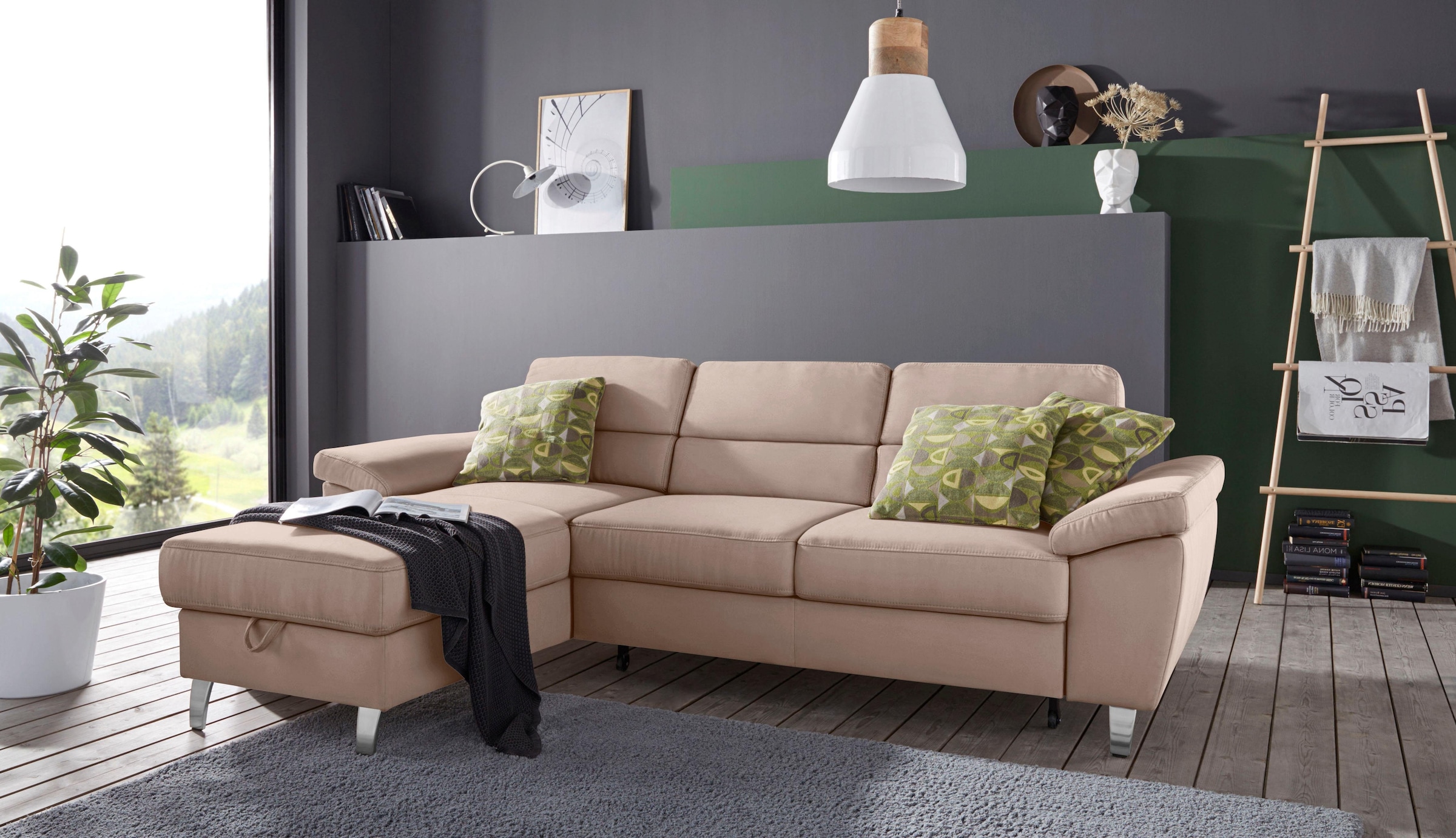 sit&more Ecksofa »Sorano L-Form«, wahlweise mit Bettfunktion und Bettkasten