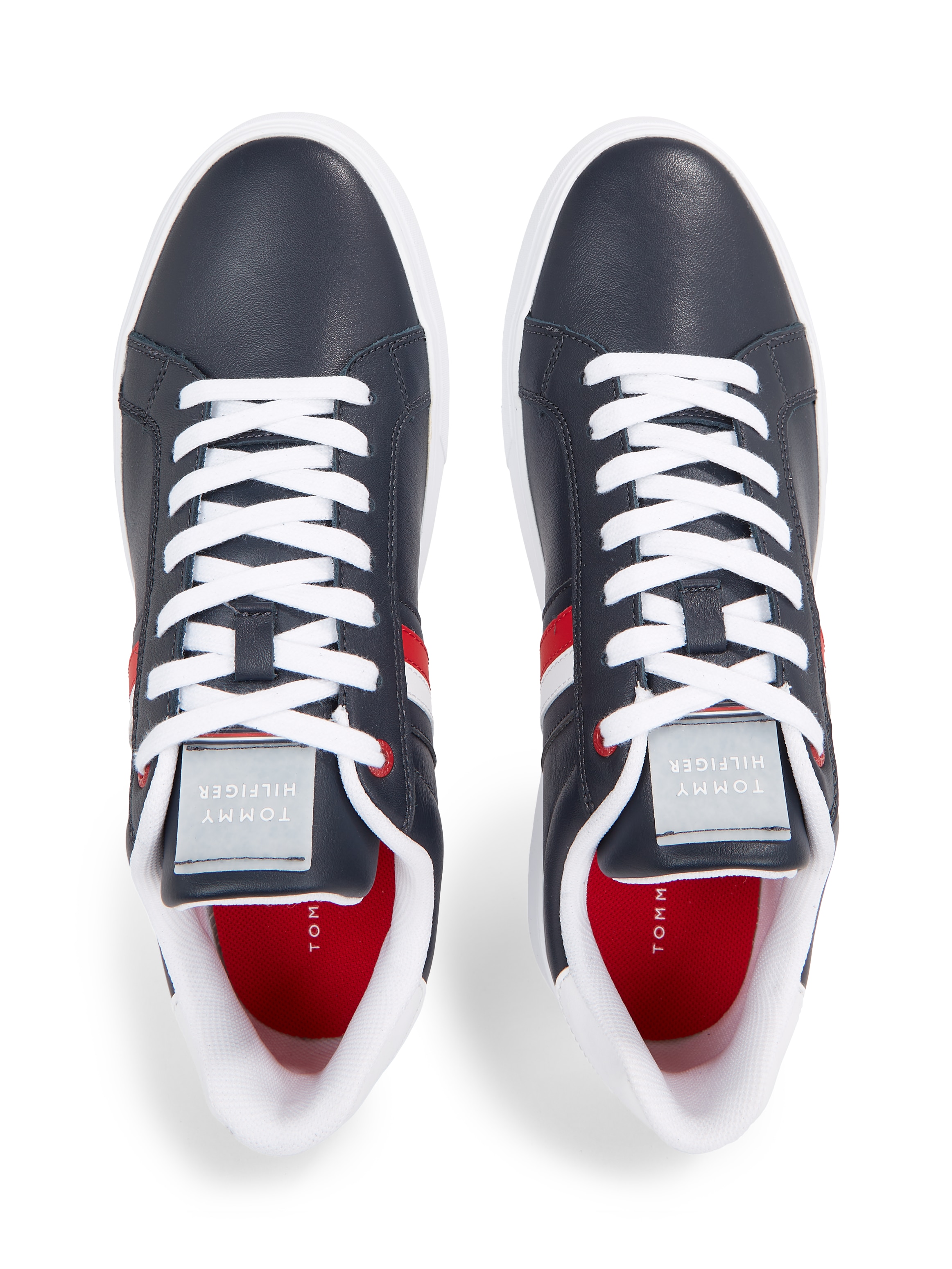 Tommy Hilfiger Sneaker »ESSENTIAL LEATHER CUPSOLE«, mit typischen Streifen, Freizeitschuh, Halbschuh, Schnürschuh