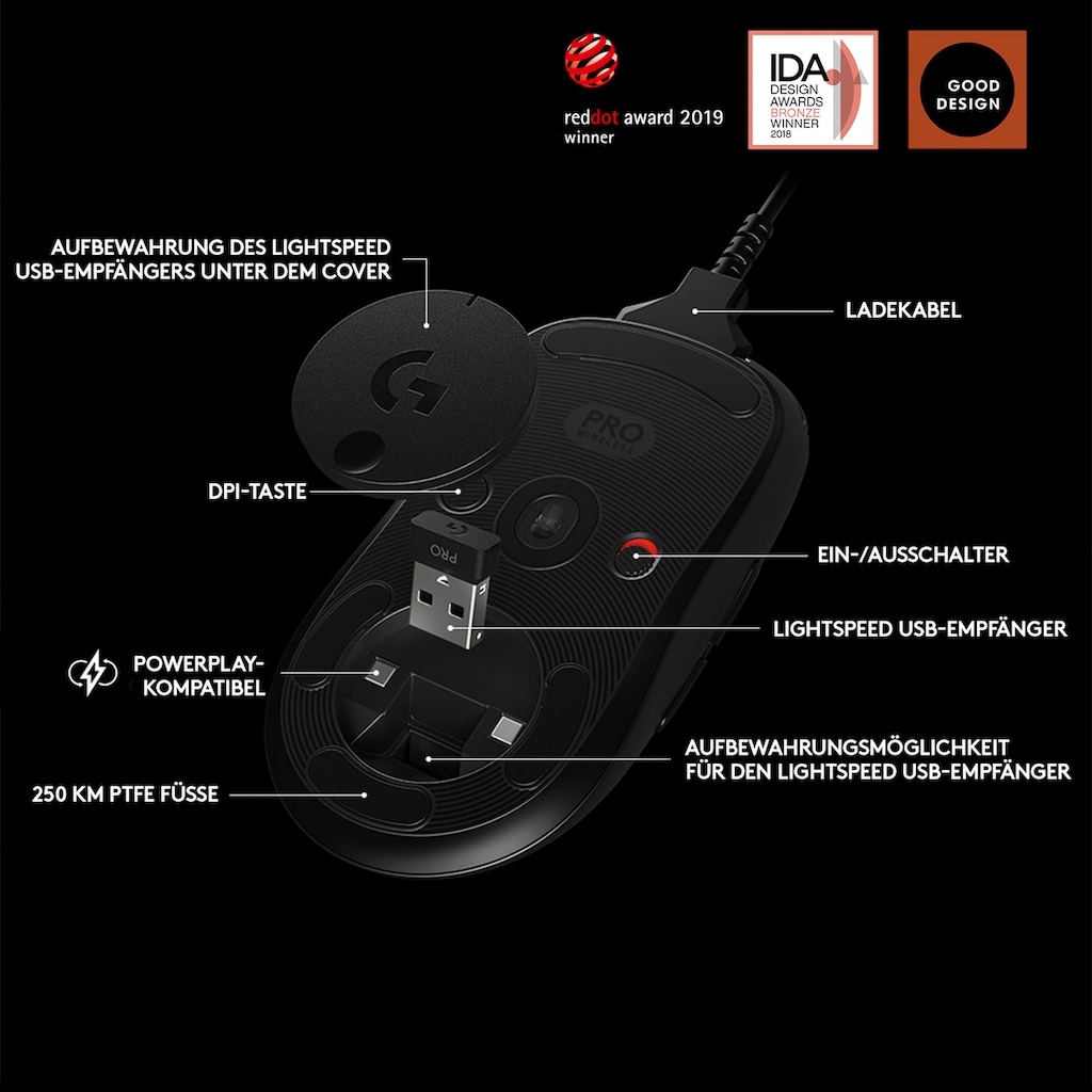 Logitech G Gaming-Maus »G PRO Wireless EER2«, Funk