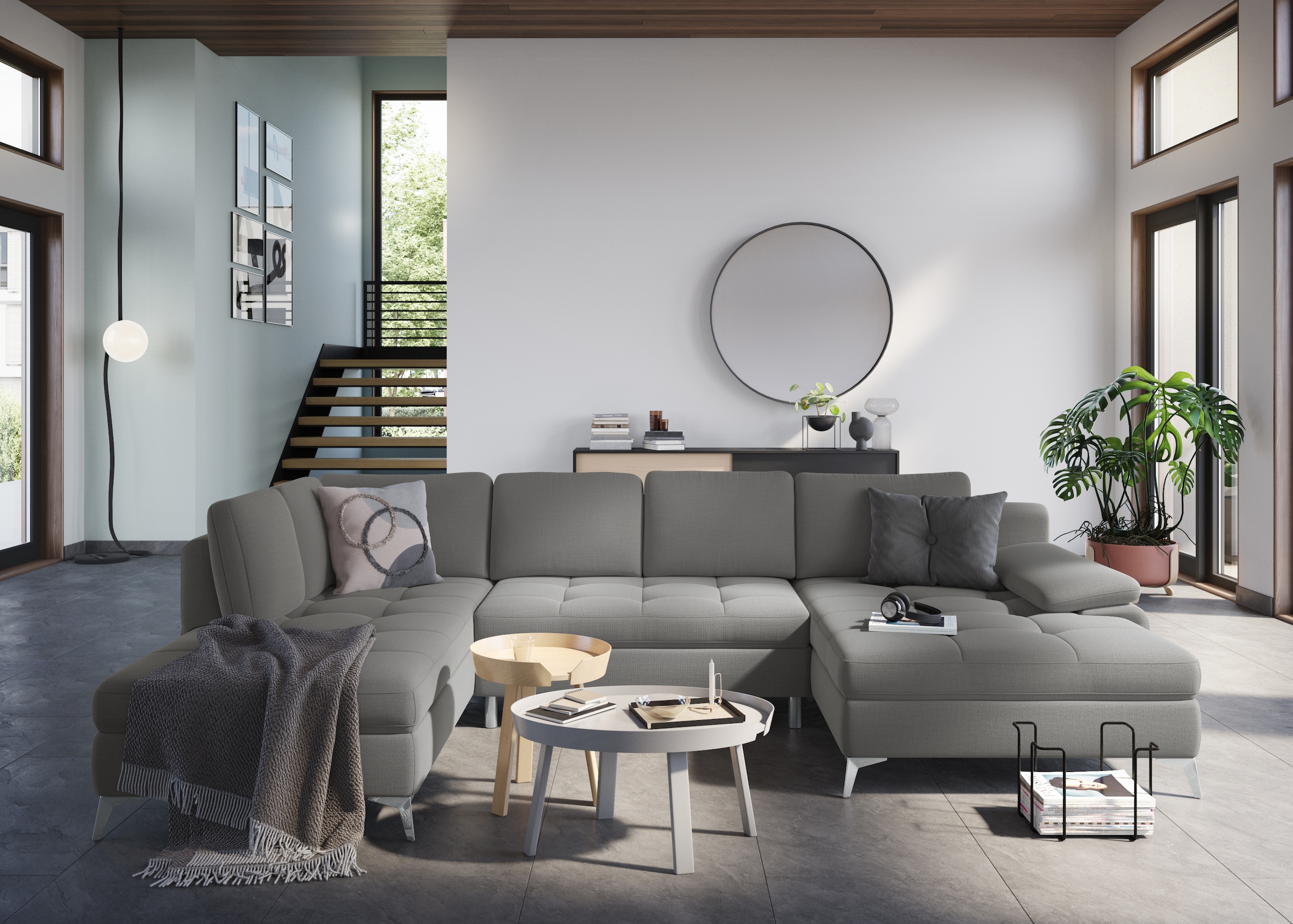 sit&more Paysage de salon »Latigo U-Form« avec méridienne, fonction couchage et coffre de lit en option