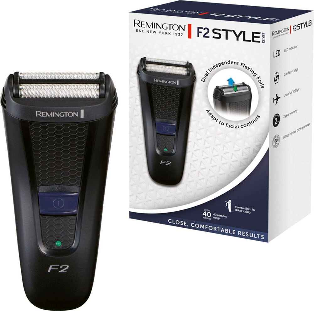 Image of Remington Elektrorasierer "F2002 Style Series Foil Shaver F2" 1 Stk. Aufsätze integrierter Präzisionstrimmer Pop-Up-Trimmer, abwaschbar, LED Anzeige, Präzisionstrimmer