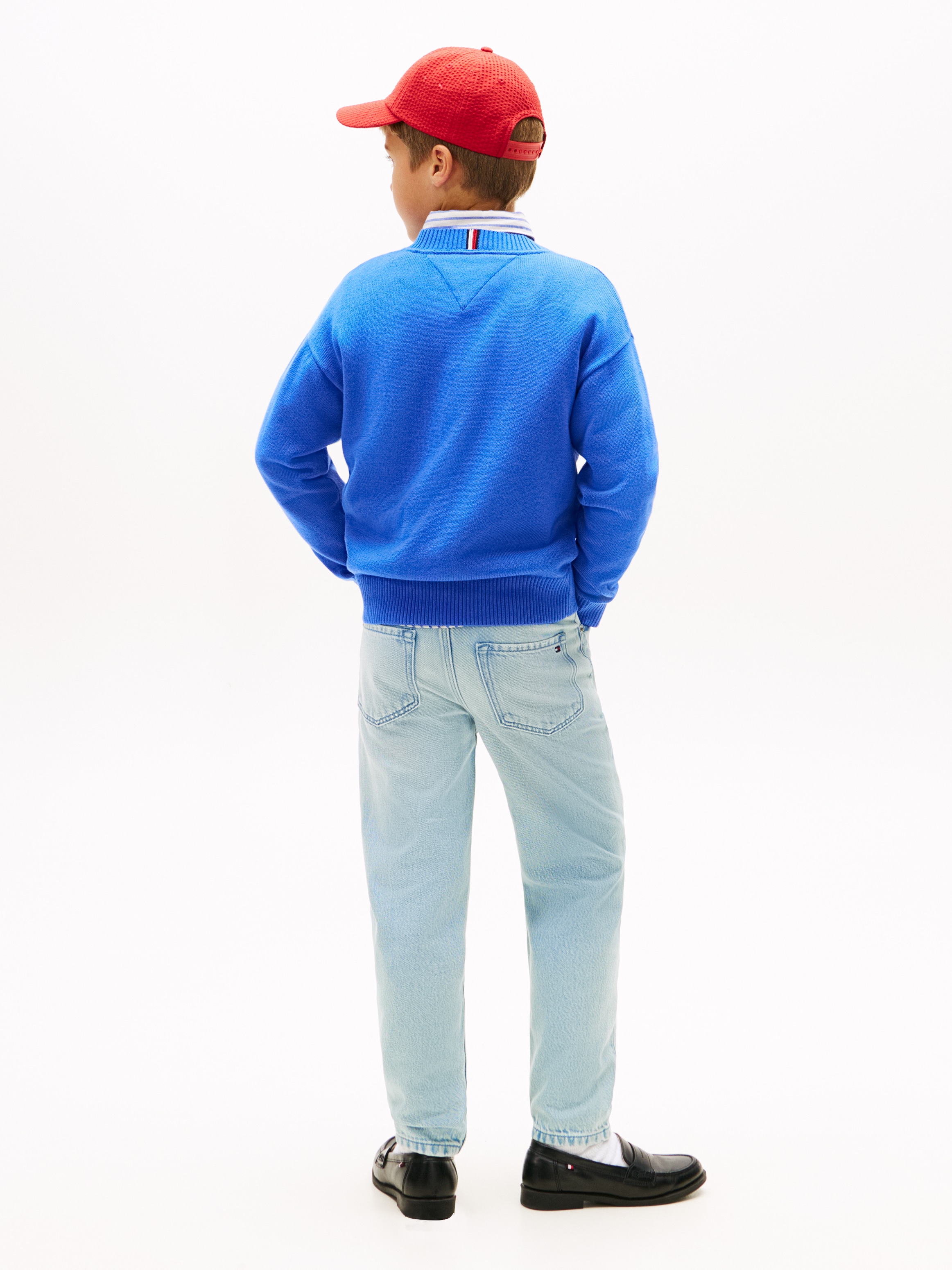 Tommy Hilfiger Pull en tricot »WAVY FLAG SWEATER LS« Enfants jusqu’à 16 ans, col rond