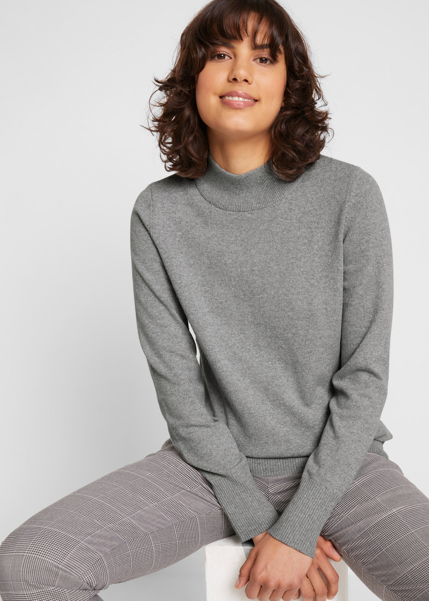 Image of bonprix Strickpullover aus Strickmaterial, atmungsaktiv, pflegeleicht, mit Stehkragen